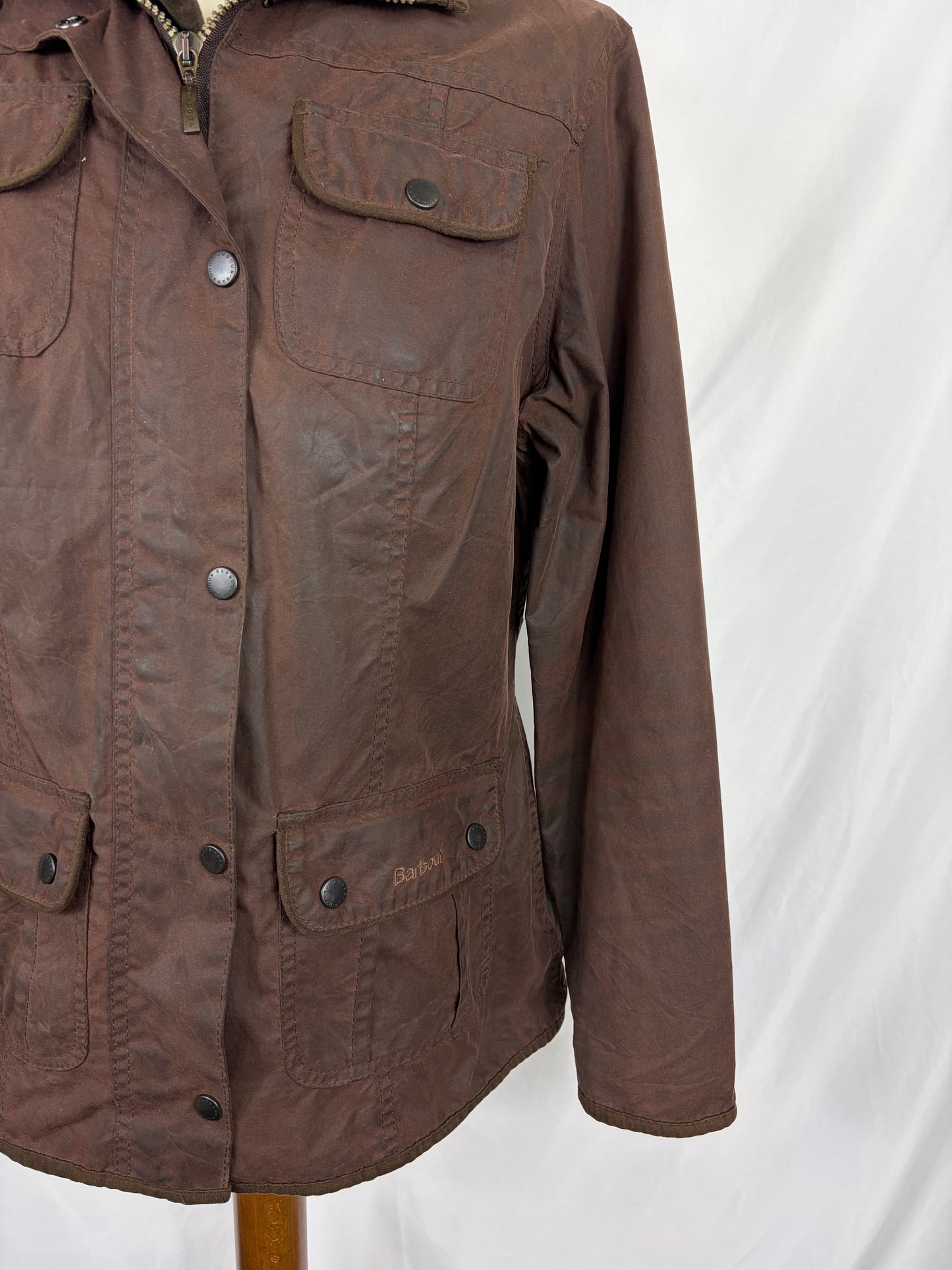 Barbour Giacca corta marrone donna Utility Medium 42 Lady Brown Utility wax Jacket uk12