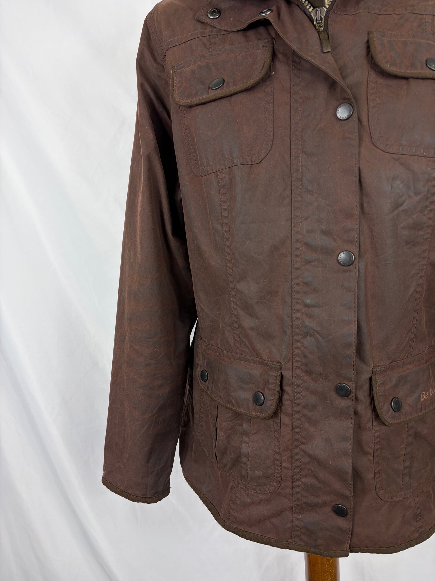 Barbour Giacca corta marrone donna Utility Medium 42 Lady Brown Utility wax Jacket uk12