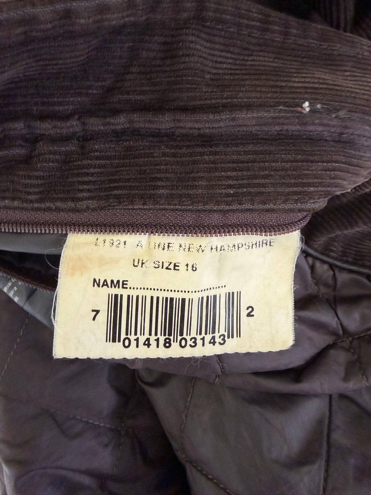 Barbour Giacca Unisex Marrone cerata Medium Uk16 tg. 46  Brown Waxed Newhampshire Coat size uk 16