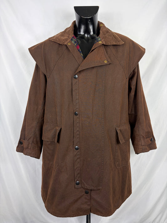 RARO Barbour Backhouse marrone C38/97 cm Riding Brown Wax 3/4 coat size Medium