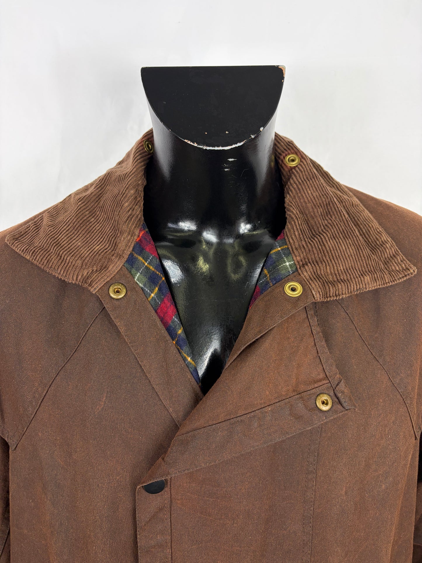 RARO Barbour Backhouse marrone C38/97 cm Riding Brown Wax 3/4 coat size Medium