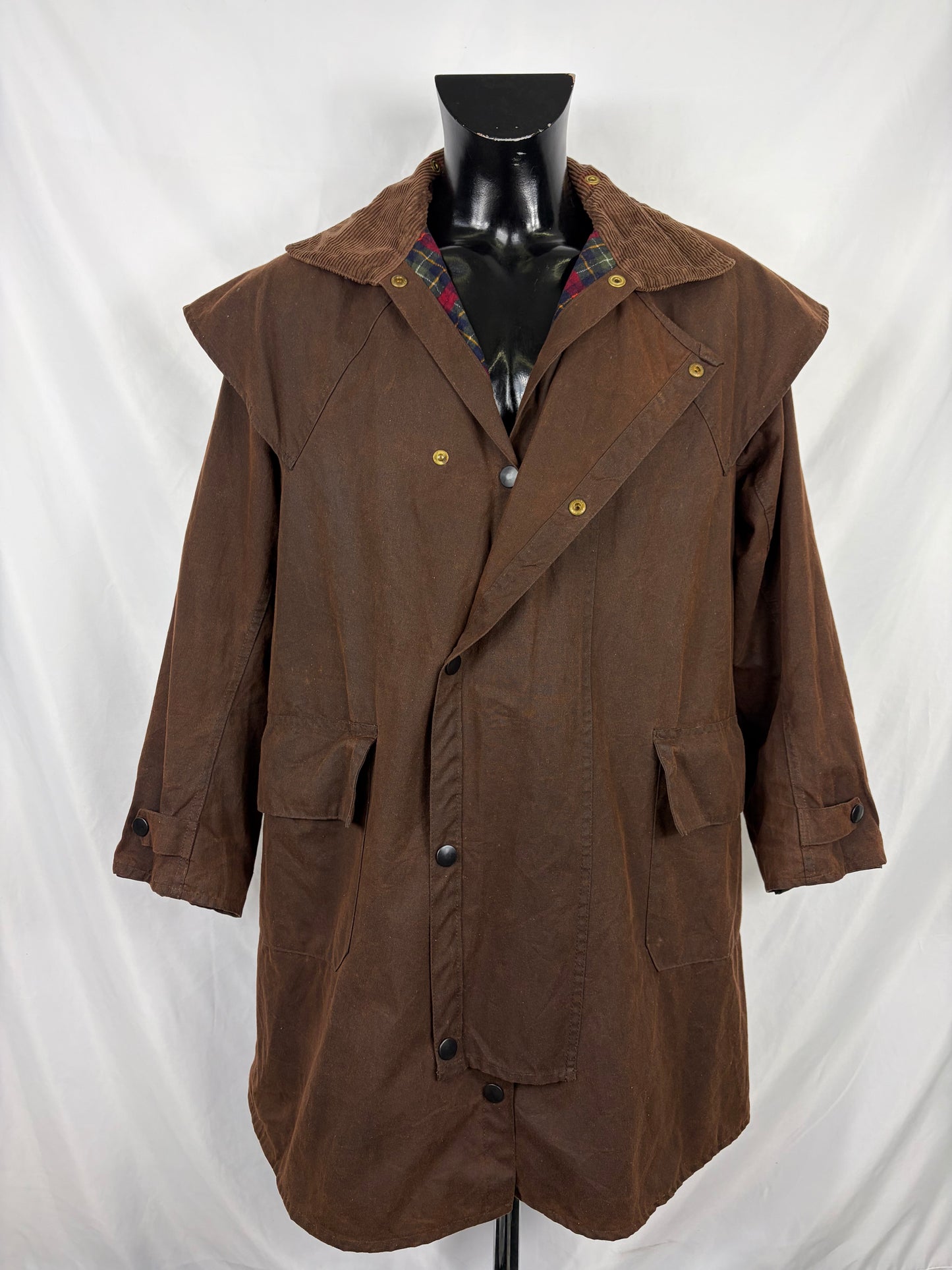 RARO Barbour Backhouse marrone C38/97 cm Riding Brown Wax 3/4 coat size Medium