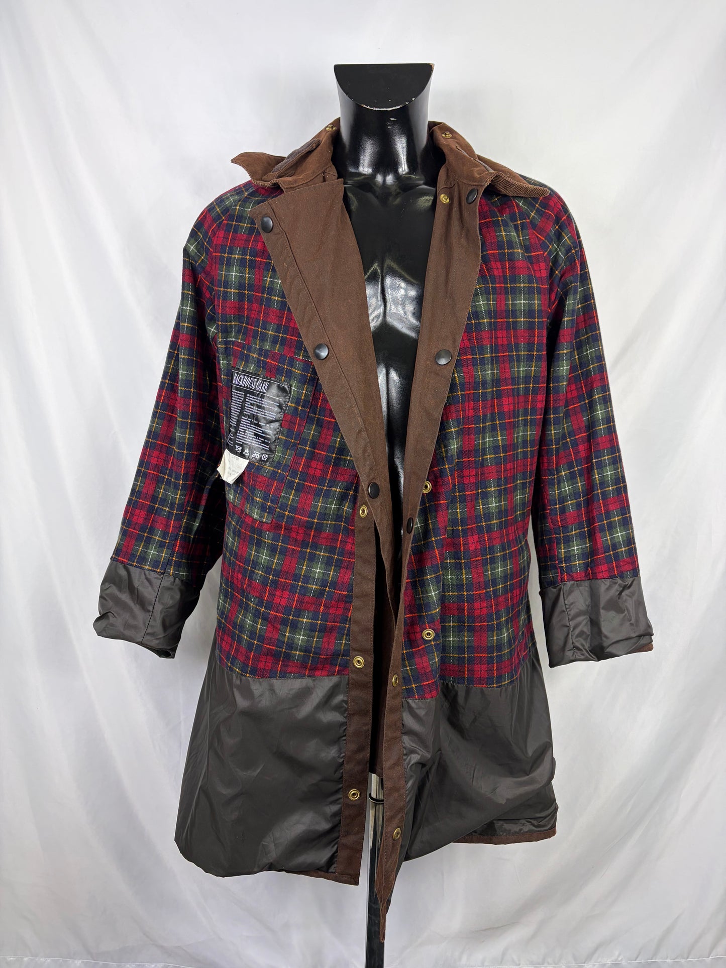 RARO Barbour Backhouse marrone C38/97 cm Riding Brown Wax 3/4 coat size Medium