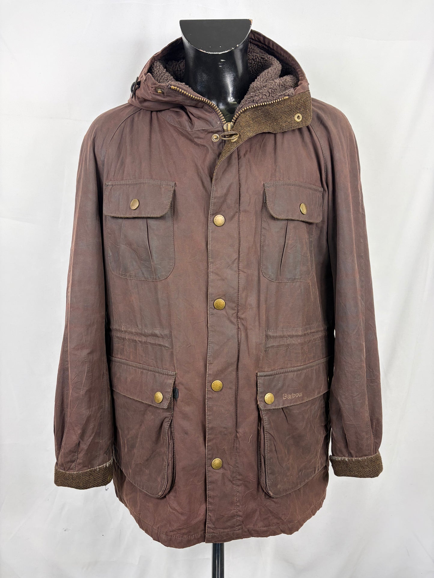 Parka Barbour Greatcoat marrone uomo con cappuccio Large - Man Brown Wax Parka size Large - Shop In London
