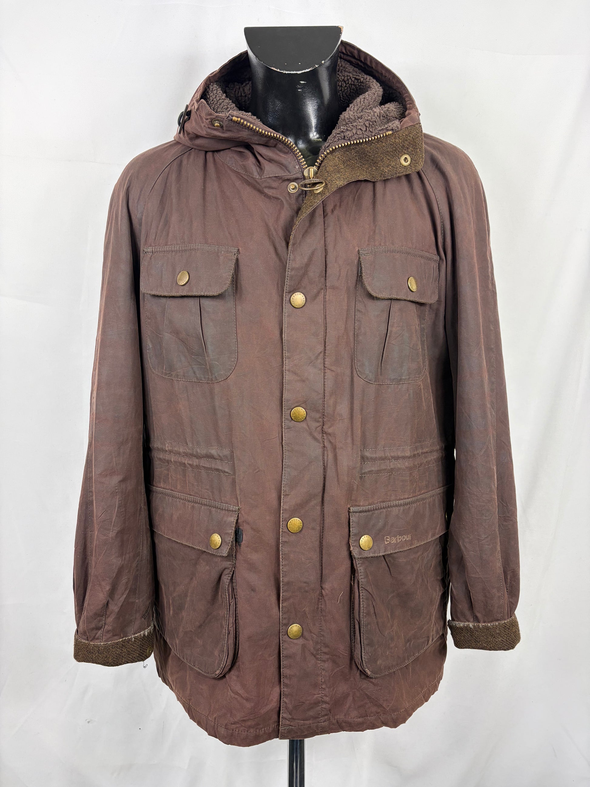 Parka Barbour Greatcoat marrone uomo con cappuccio Large - Man Brown Wax Parka size Large - Shop In London