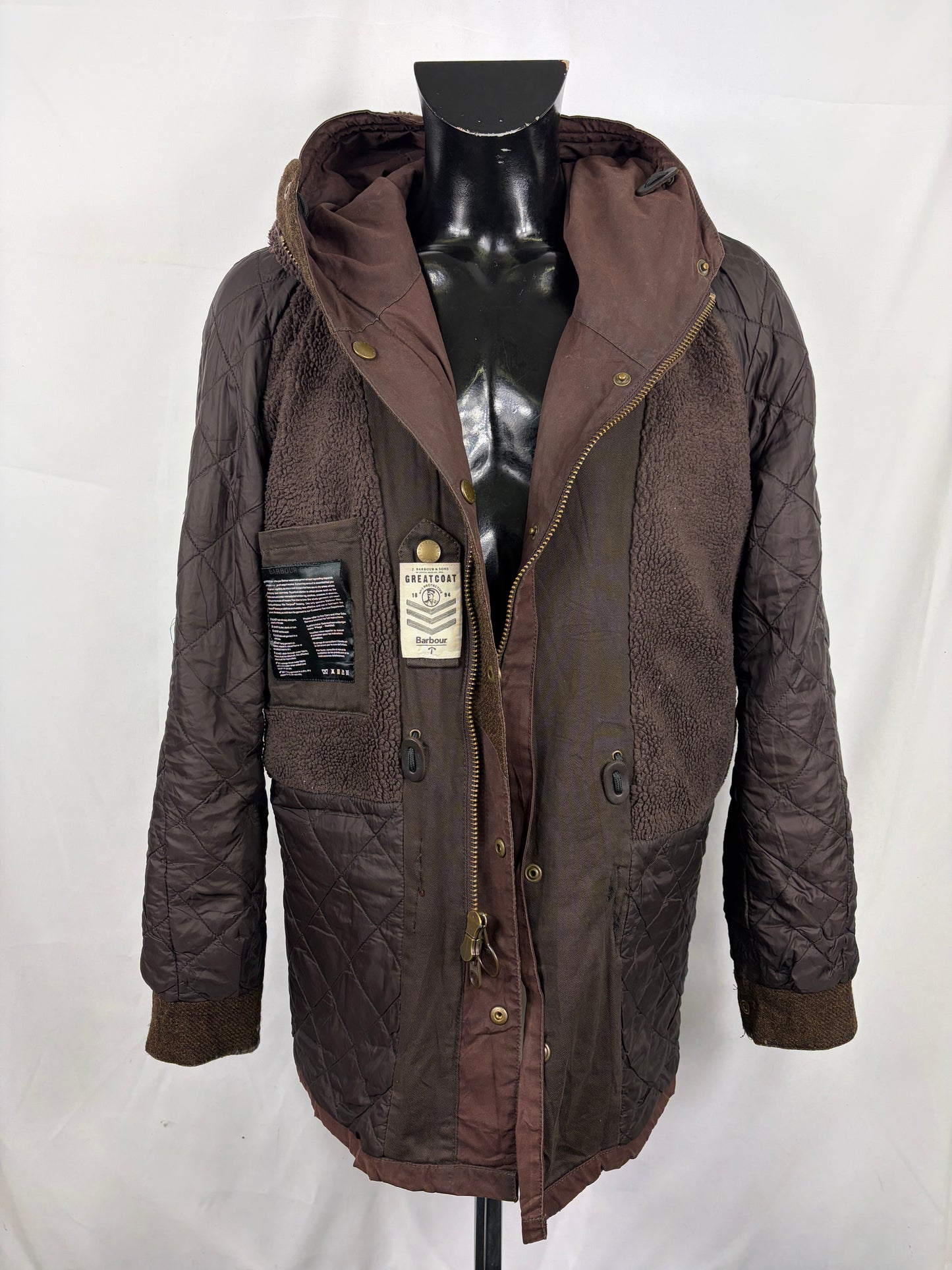 Parka Barbour Greatcoat marrone uomo con cappuccio Large - Man Brown Wax Parka size Large - Shop In London