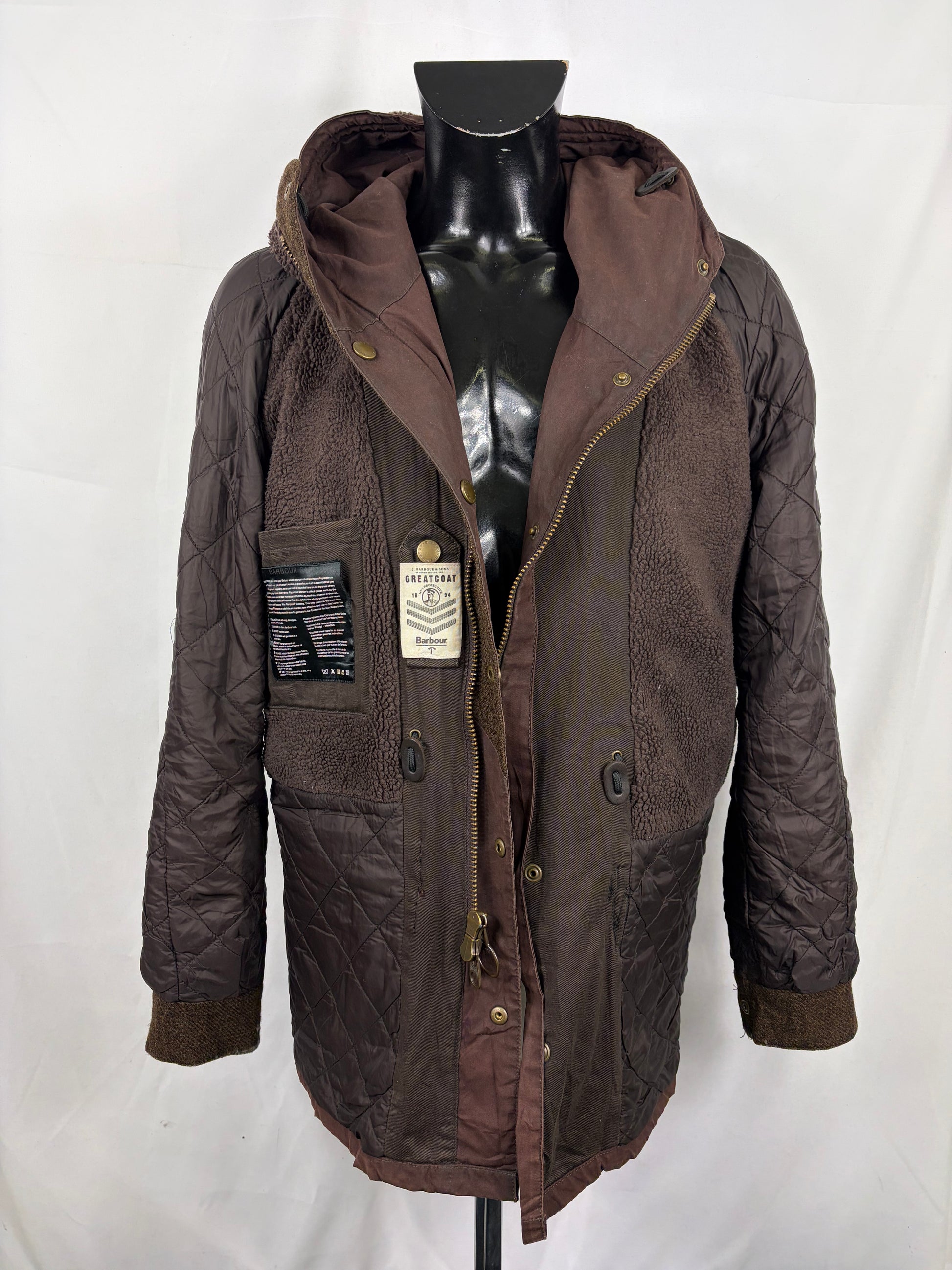 Parka Barbour Greatcoat marrone uomo con cappuccio Large - Man Brown Wax Parka size Large - Shop In London