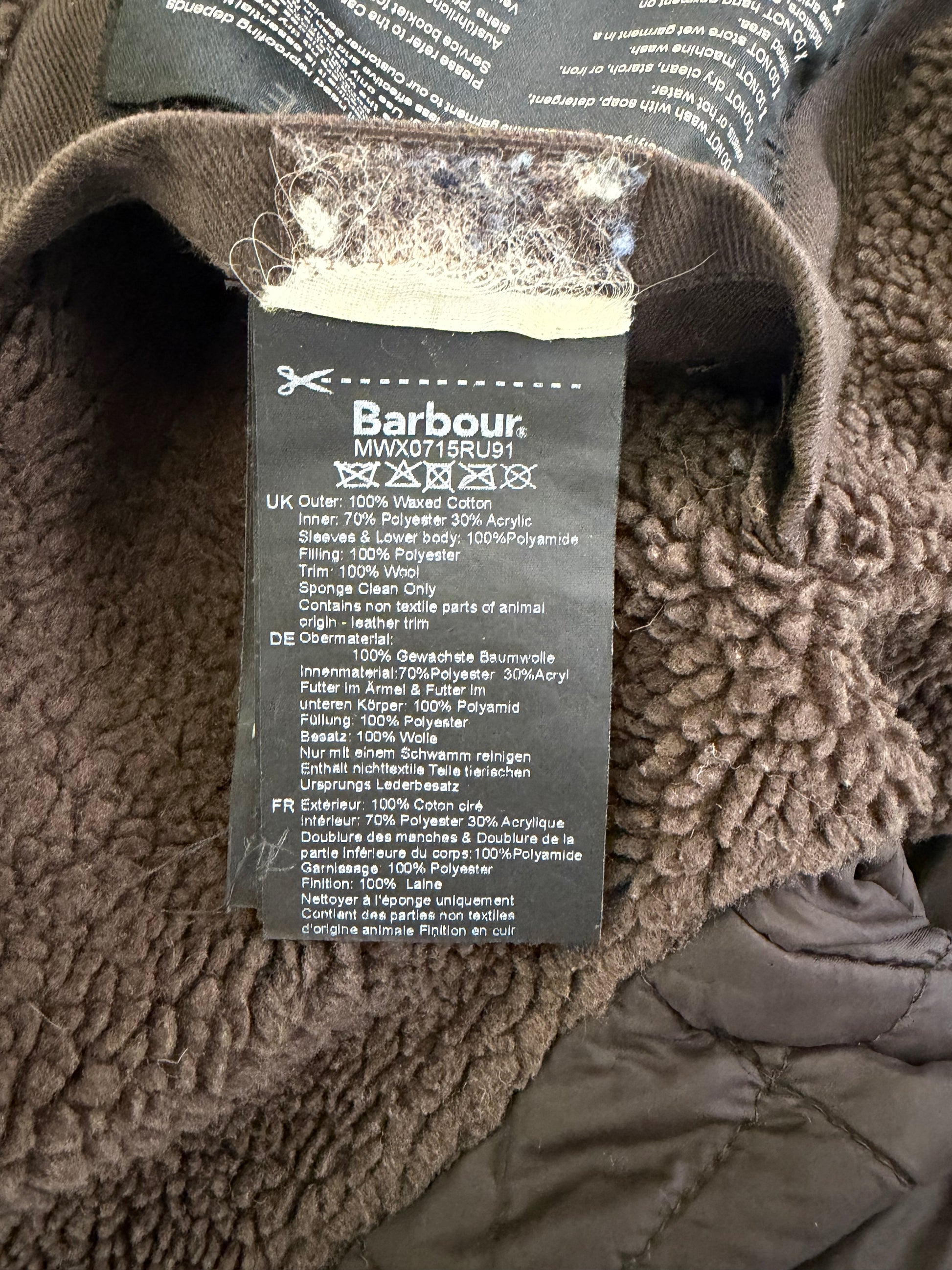 Parka Barbour Greatcoat marrone uomo con cappuccio Large - Man Brown Wax Parka size Large - Shop In London