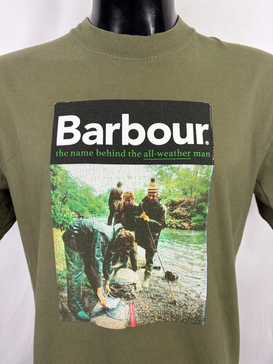 T shirt Barbour verde da uomo in cotone taglia 38 inglese Medium - Shop In London