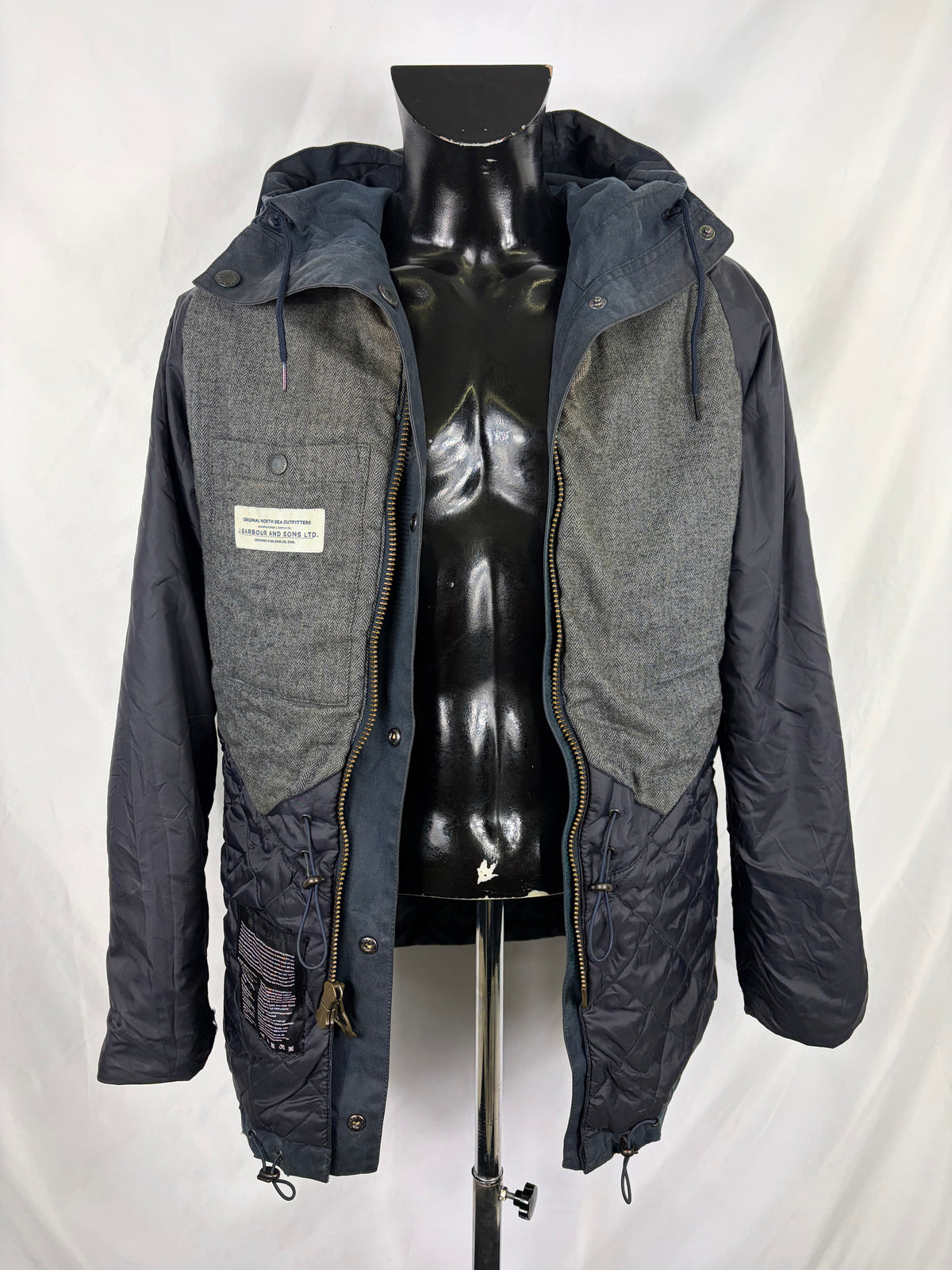 Parka Barbour blu da uomo Bryn cerato Small - Man wax navy parka size Small