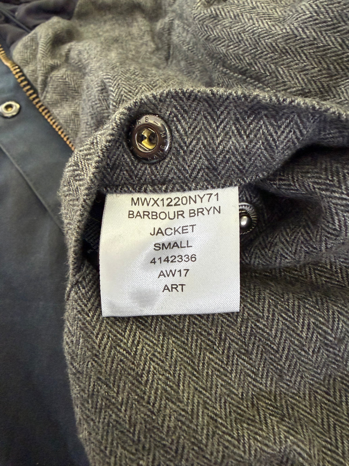 Parka Barbour blu da uomo Bryn cerato Small - Man wax navy parka size Small