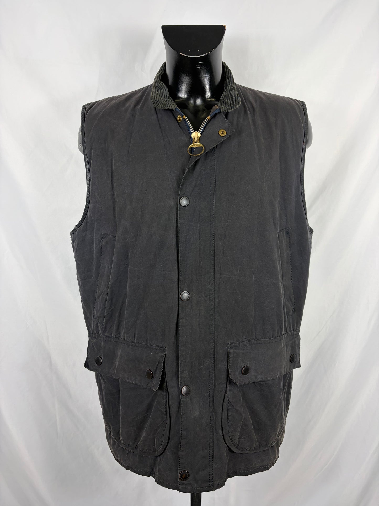 Barbour Gilet cerato da uomo Westmorland Blu Xlarge- Navy vintage Westmorland Waistcoat size Xlarge - Shop In London