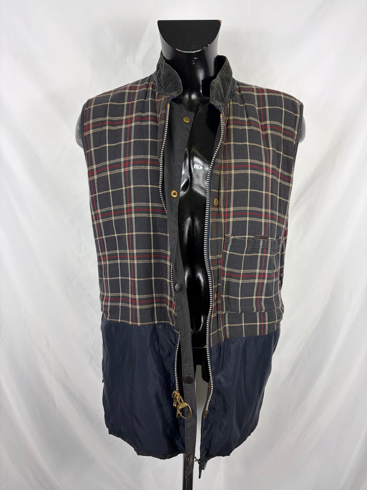 Barbour Gilet cerato da uomo Westmorland Blu Xlarge- Navy vintage Westmorland Waistcoat size Xlarge - Shop In London