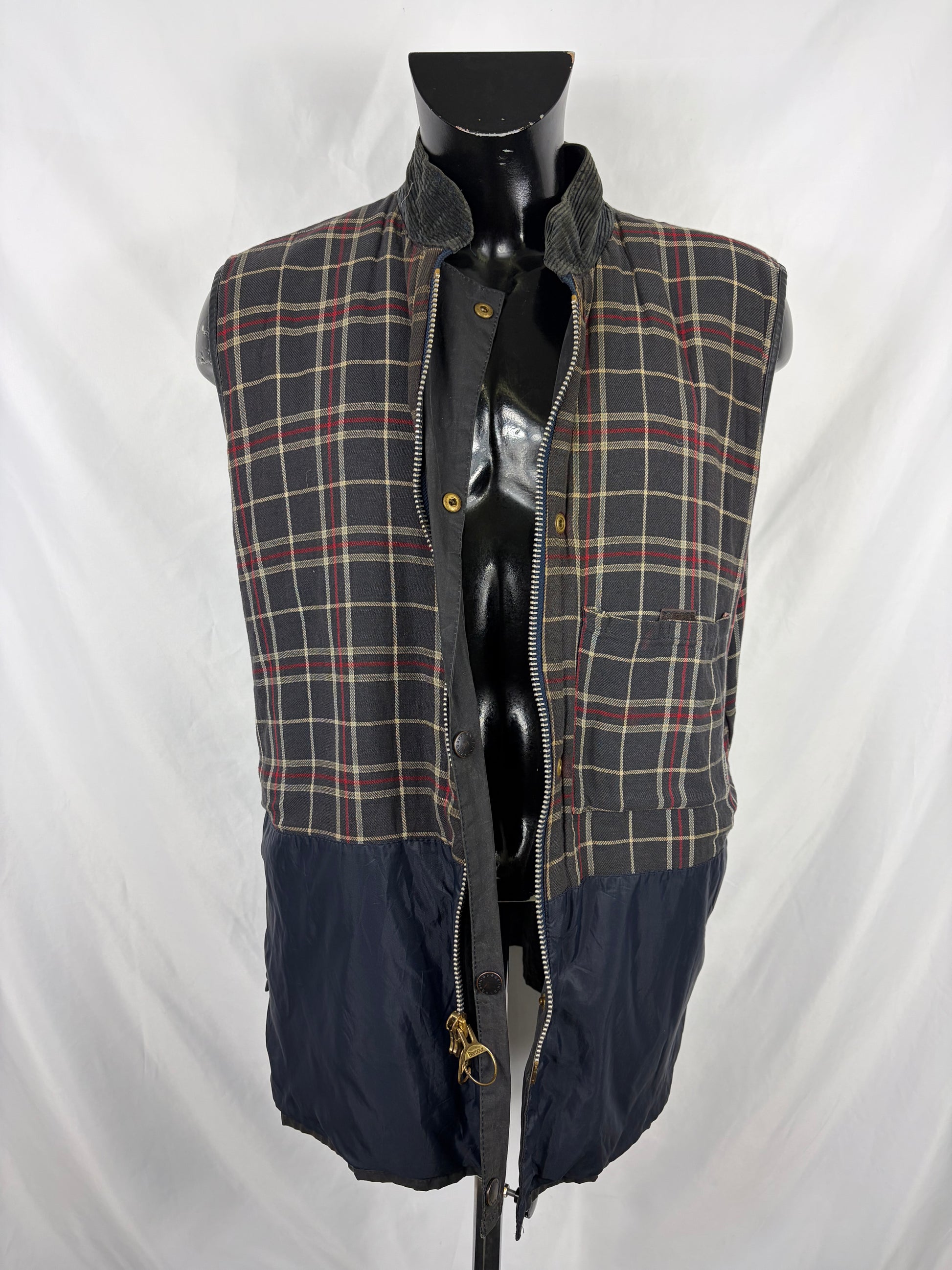 Barbour Gilet cerato da uomo Westmorland Blu Xlarge- Navy vintage Westmorland Waistcoat size Xlarge - Shop In London