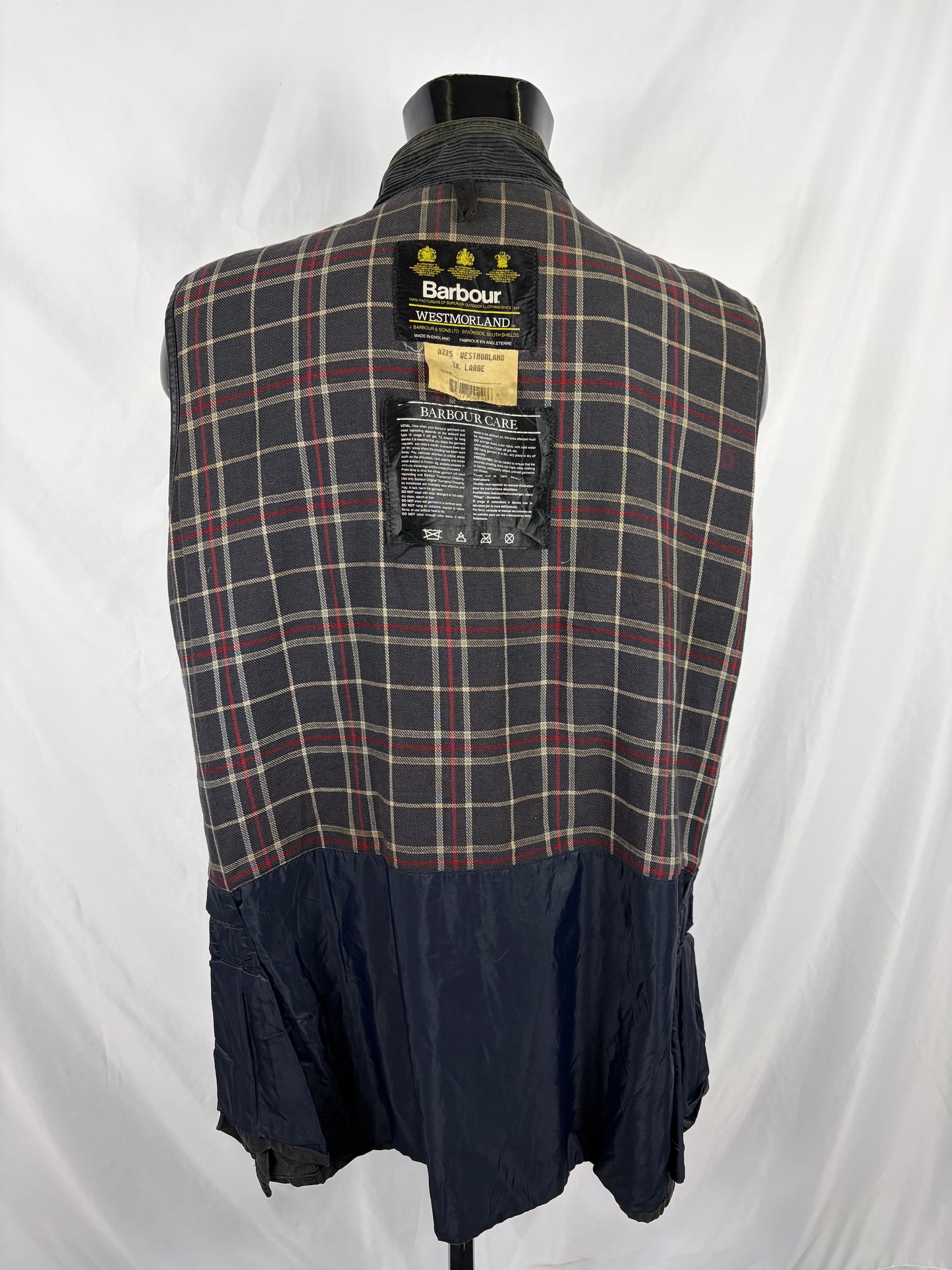 Barbour Gilet cerato da uomo Westmorland Blu Xlarge- Navy vintage Westmorland Waistcoat size Xlarge - Shop In London