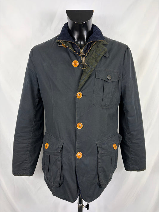 Giacca Barbour da uomo blu recente Kempt Medium - Navy Wax man Jacket Size Medium