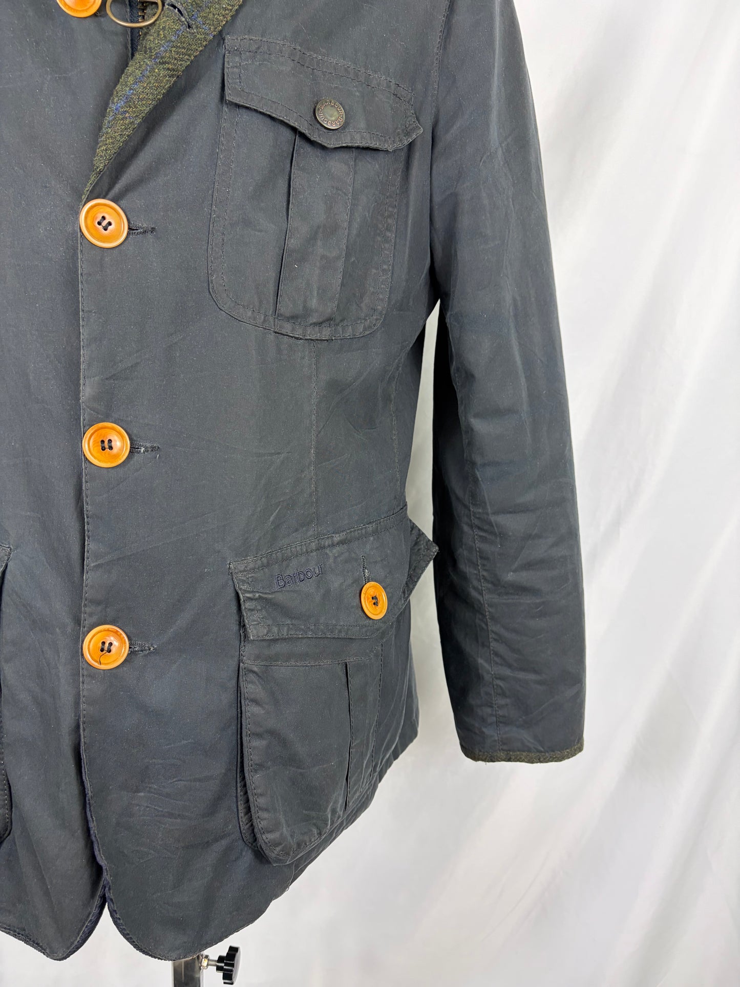 Giacca Barbour da uomo blu recente Kempt Medium - Navy Wax man Jacket Size Medium