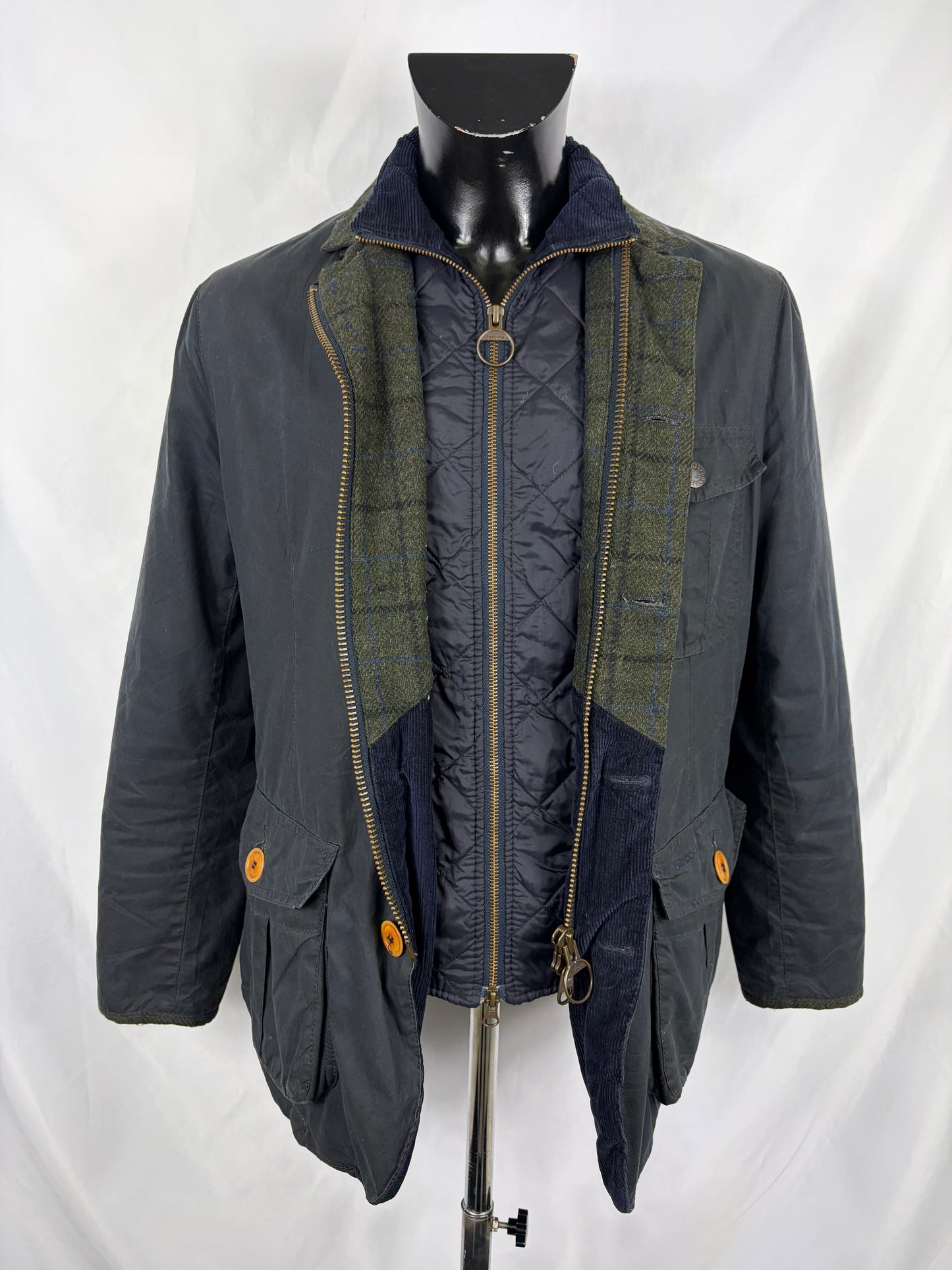 Giacca Barbour da uomo blu recente Kempt Medium - Navy Wax man Jacket Size Medium