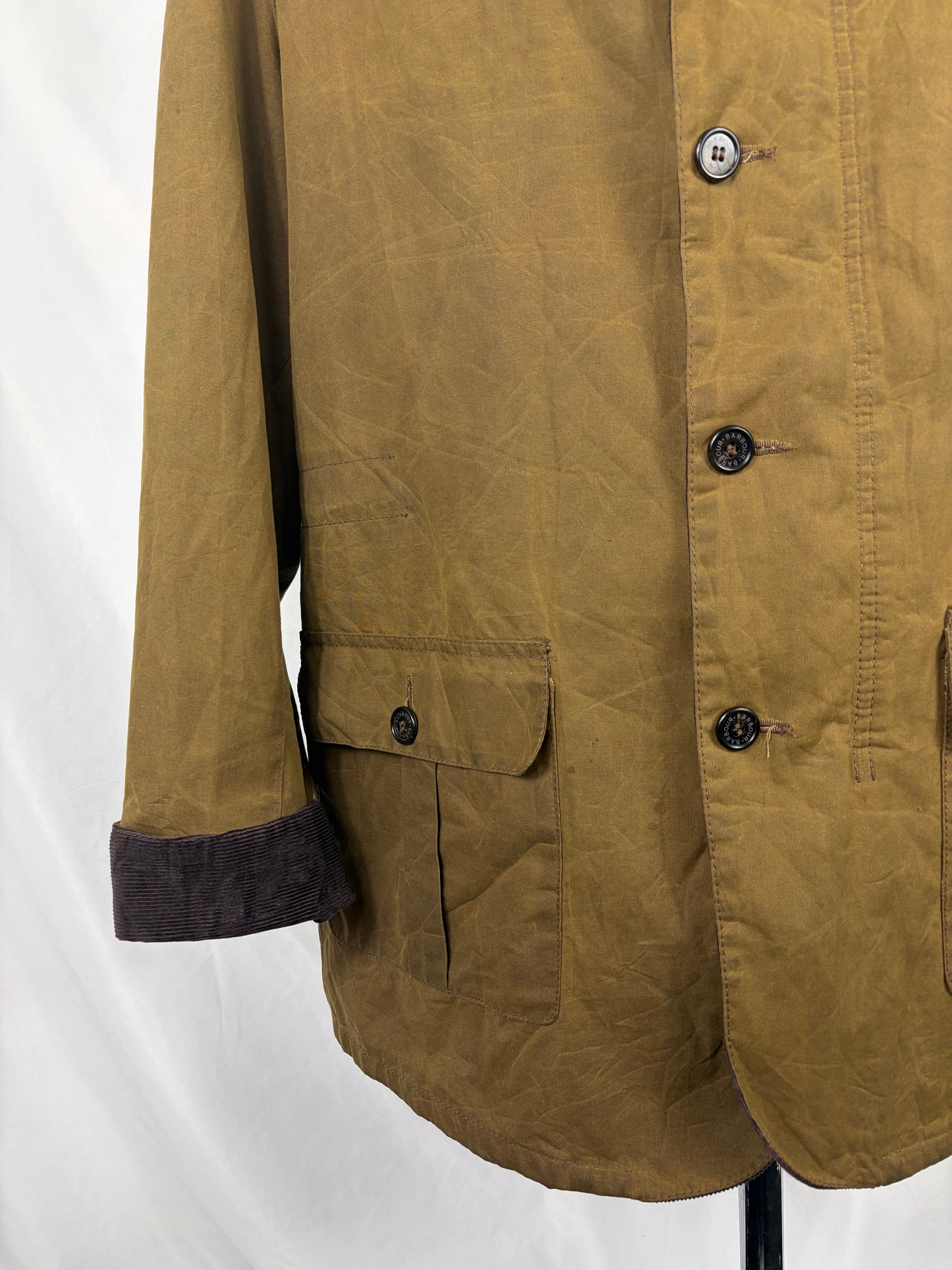 Giacca Barbour Uomo Beige cerato Commander Long XXL- Man Sandstone Commander Jacket size XXL
