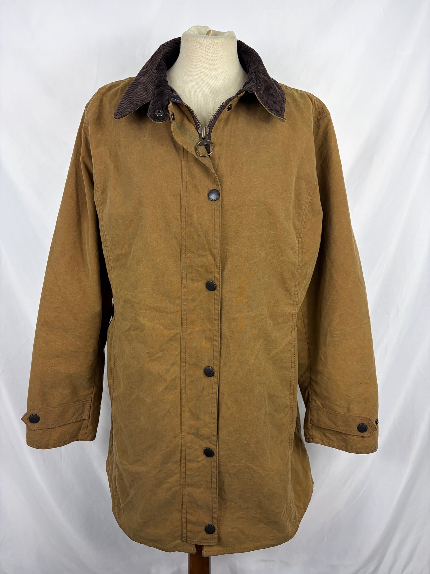 Barbour beige Unisex Newmarket UK 18 tg.48 Beige waxed Newmarket coat size uk18