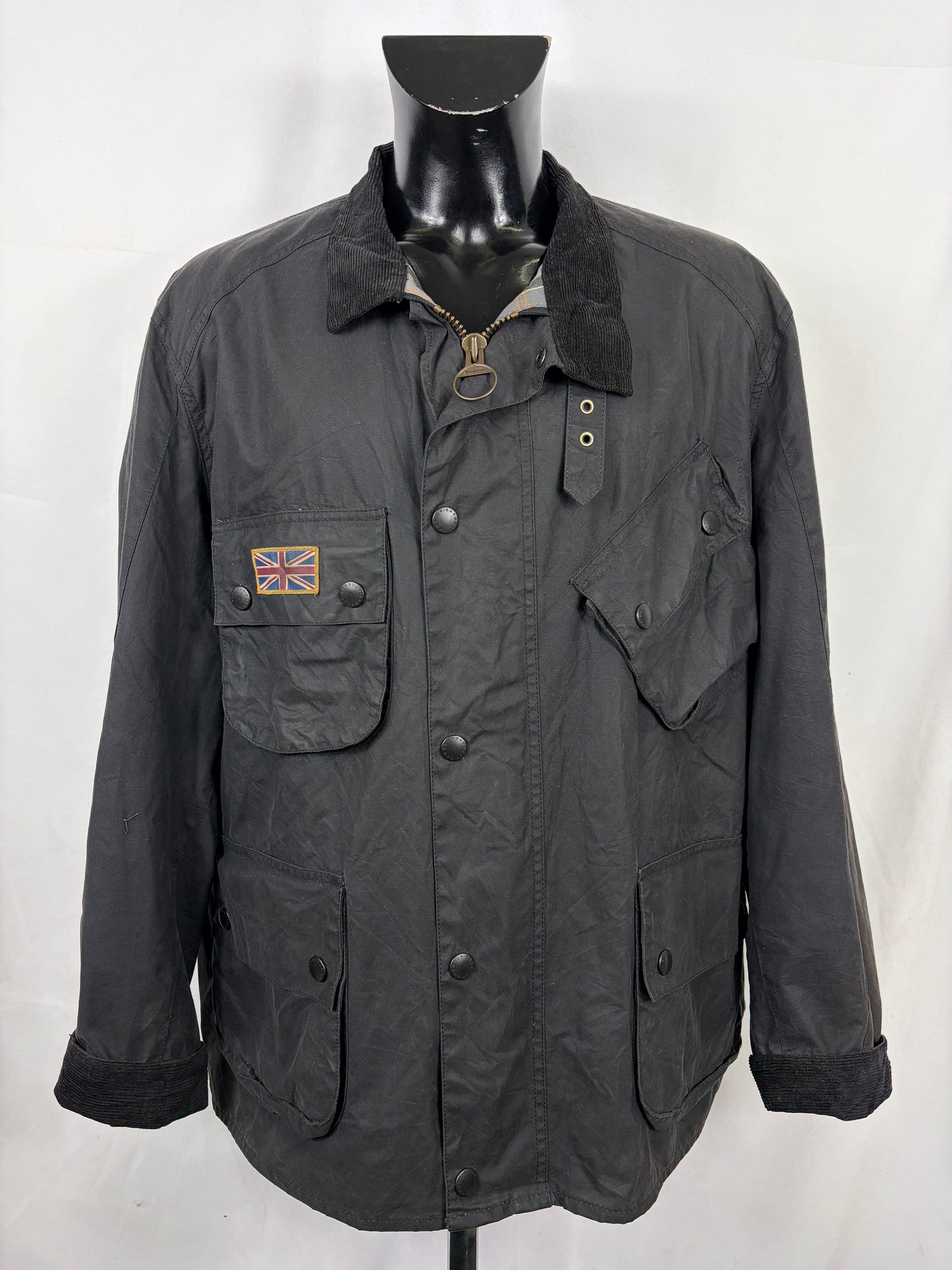 Giacca Barbour International Nera Emblem XXL-Man Black International Wax Jacket Size XXL - Shop In London