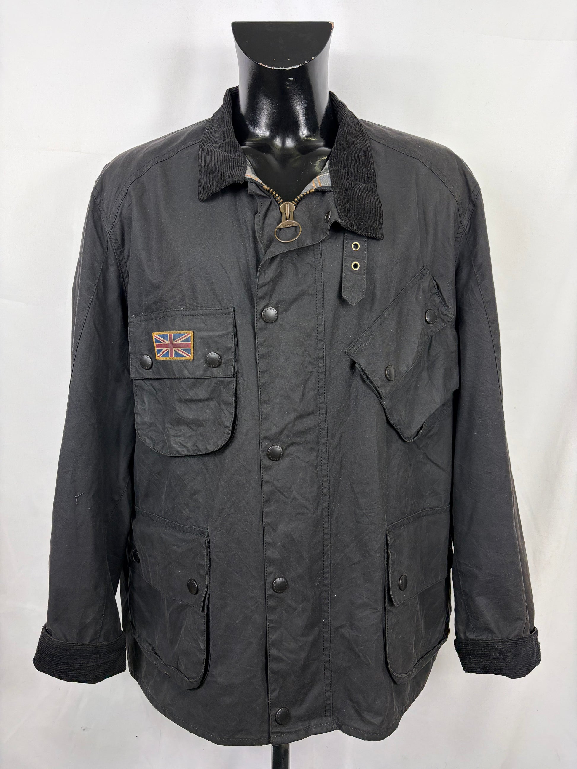 Giacca Barbour International Nera Emblem XXL-Man Black International Wax Jacket Size XXL - Shop In London