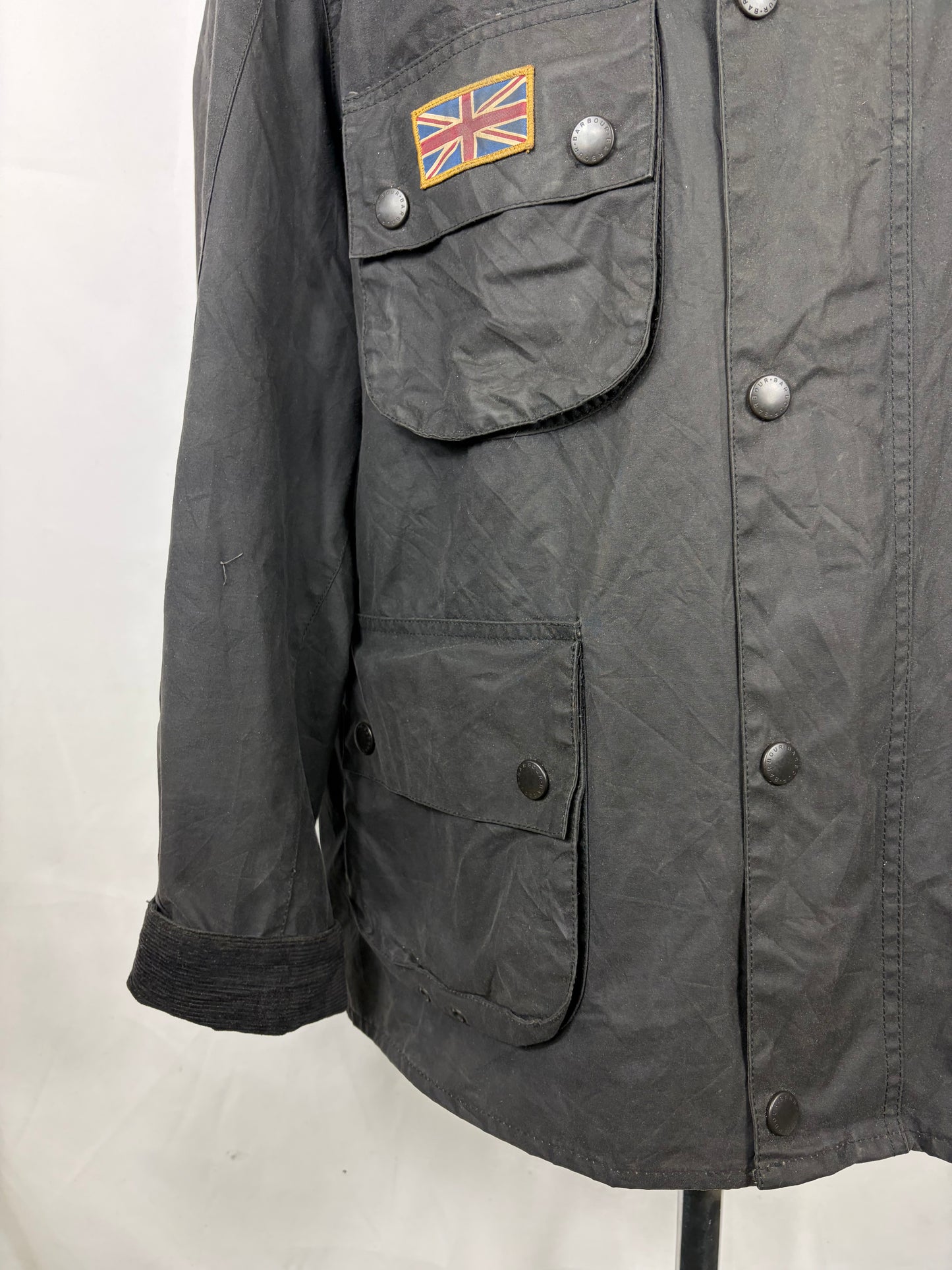 Giacca Barbour International Nera Emblem XXL-Man Black International Wax Jacket Size XXL - Shop In London