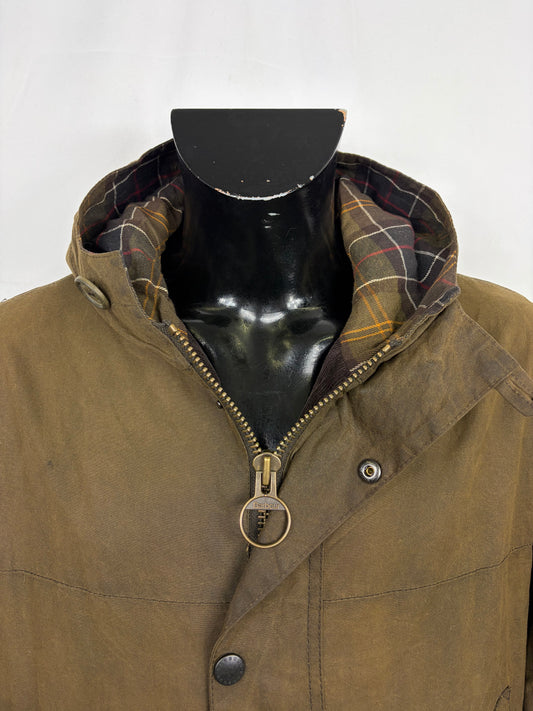 Parka Barbour verde uomo con cappuccio XLarge - Man Olive Wax Jacket with hood size XL - Shop In London