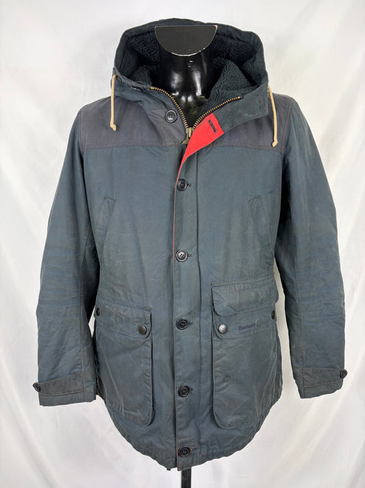 RARO Game Parka Barbour blu con cappuccio Medium- Man Wax Navy Game Parka Size Medium