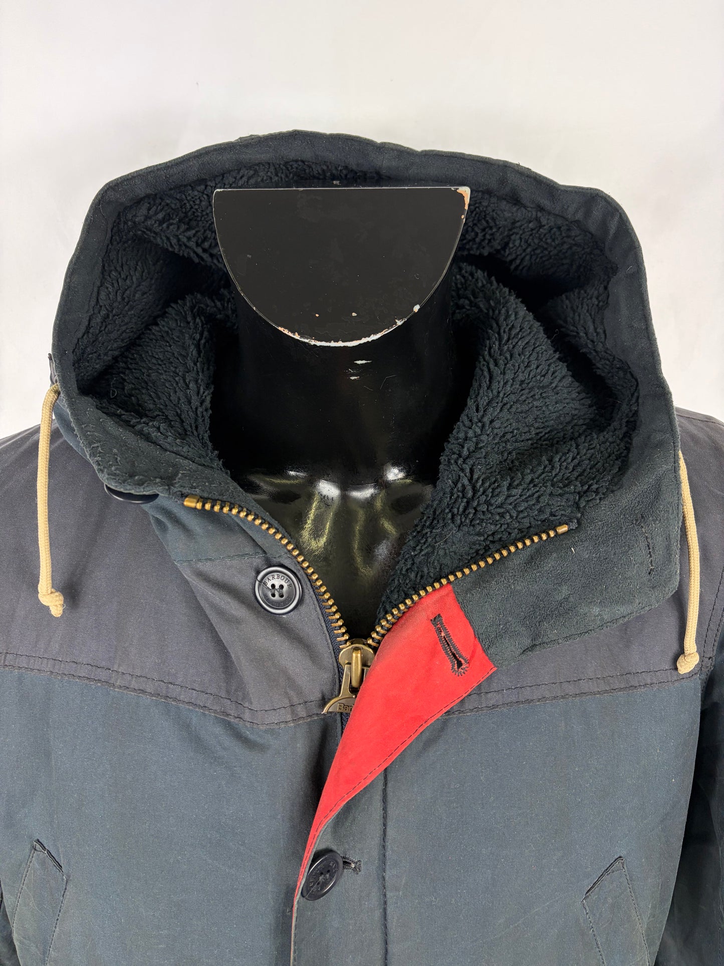 RARO Game Parka Barbour blu con cappuccio Medium- Man Wax Navy Game Parka Size Medium