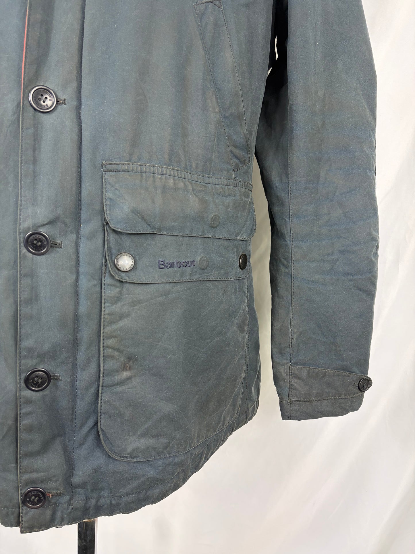 RARO Game Parka Barbour blu con cappuccio Medium- Man Wax Navy Game Parka Size Medium
