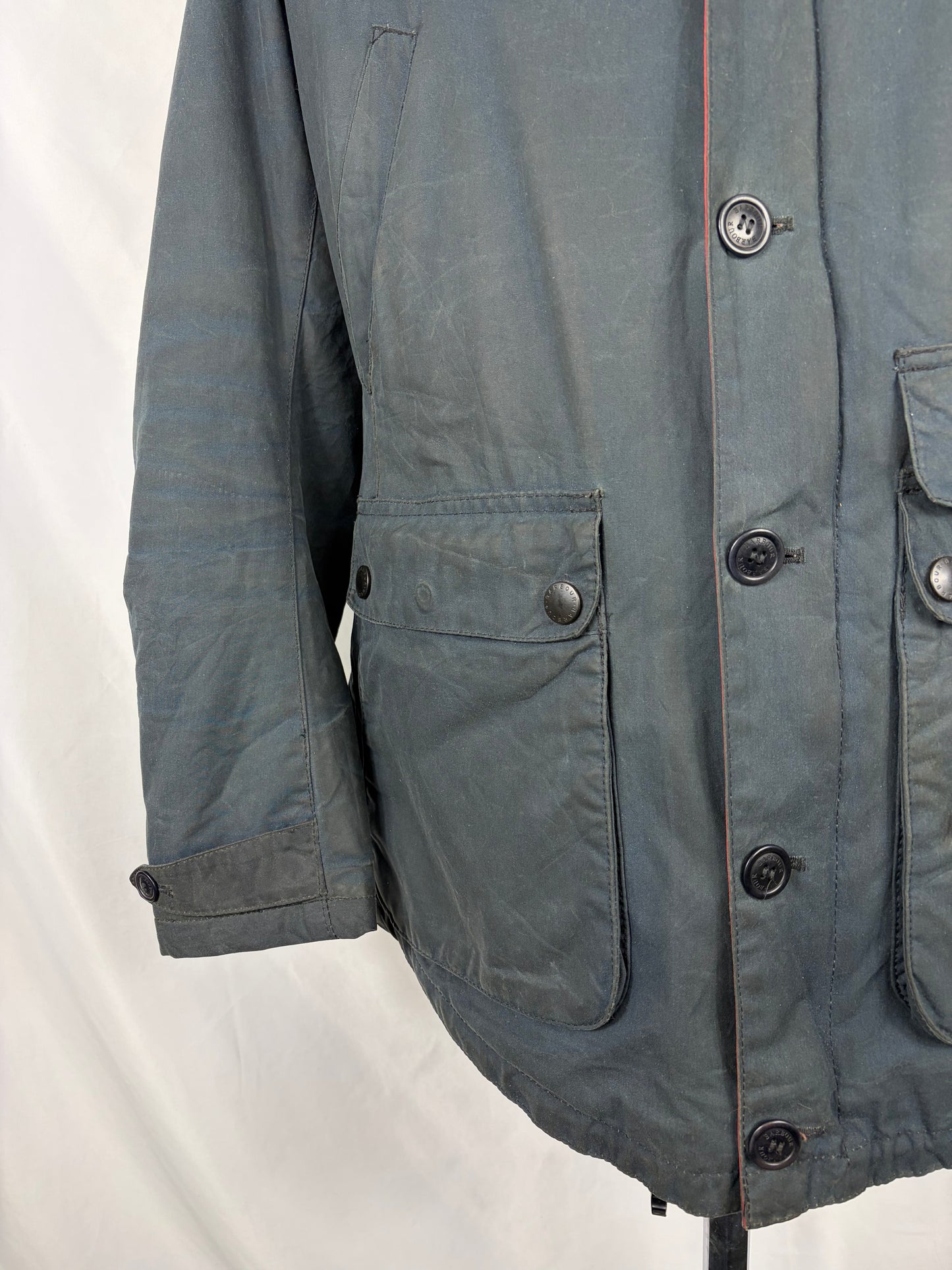 RARO Game Parka Barbour blu con cappuccio Medium- Man Wax Navy Game Parka Size Medium