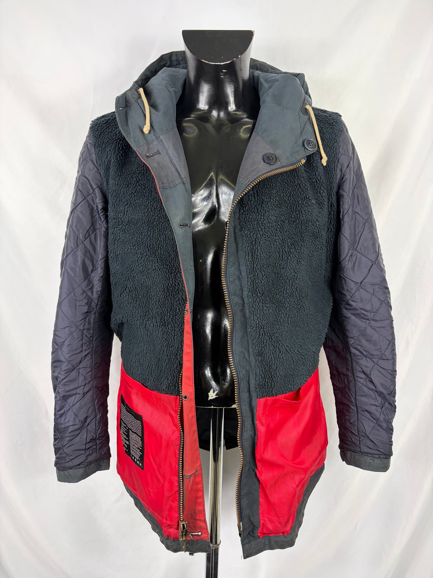 RARO Game Parka Barbour blu con cappuccio Medium- Man Wax Navy Game Parka Size Medium