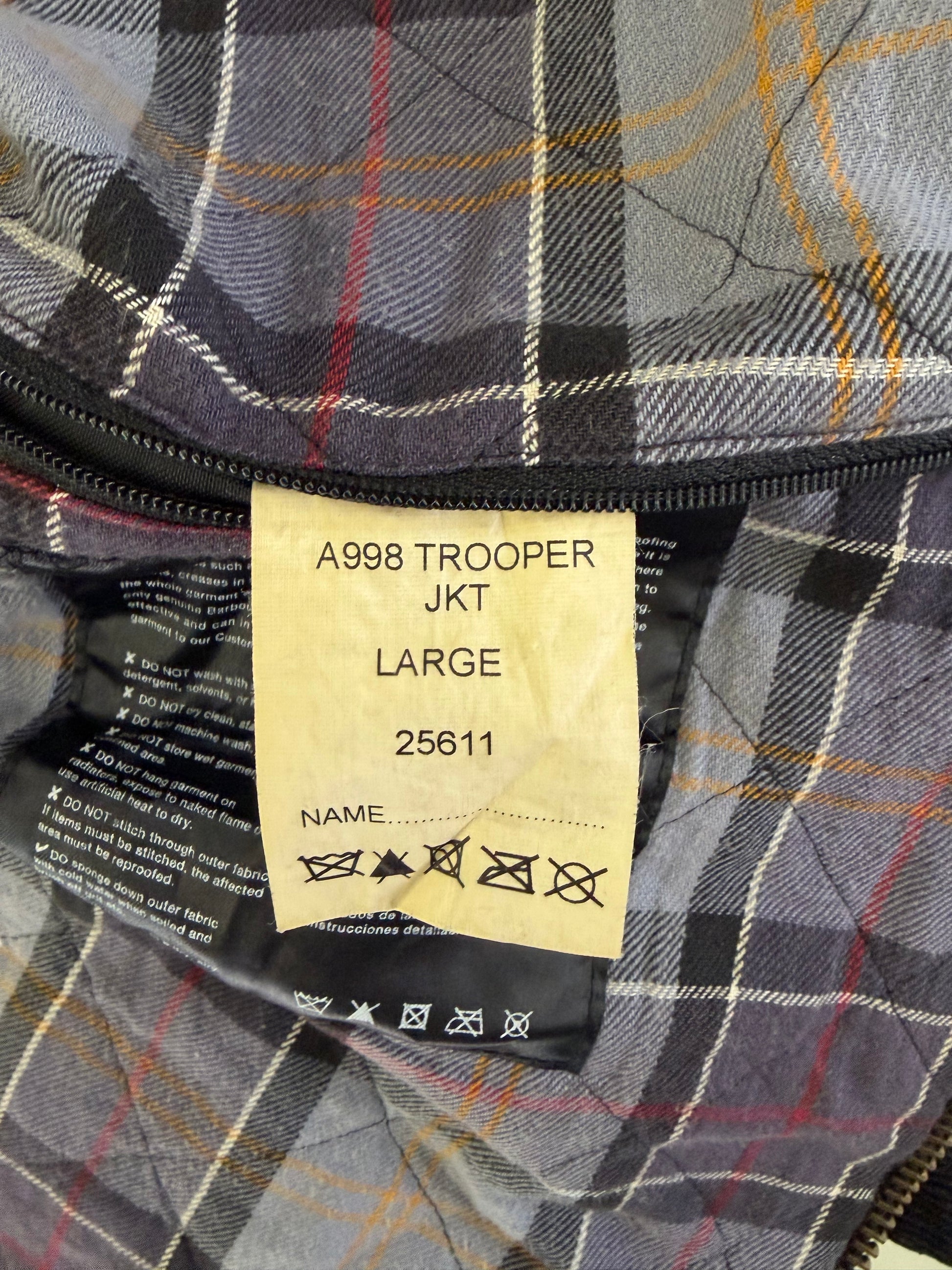 Giacca Barbour nera da Uomo Trooper cerata Large Man Black Waxed jacket size L - Shop In London