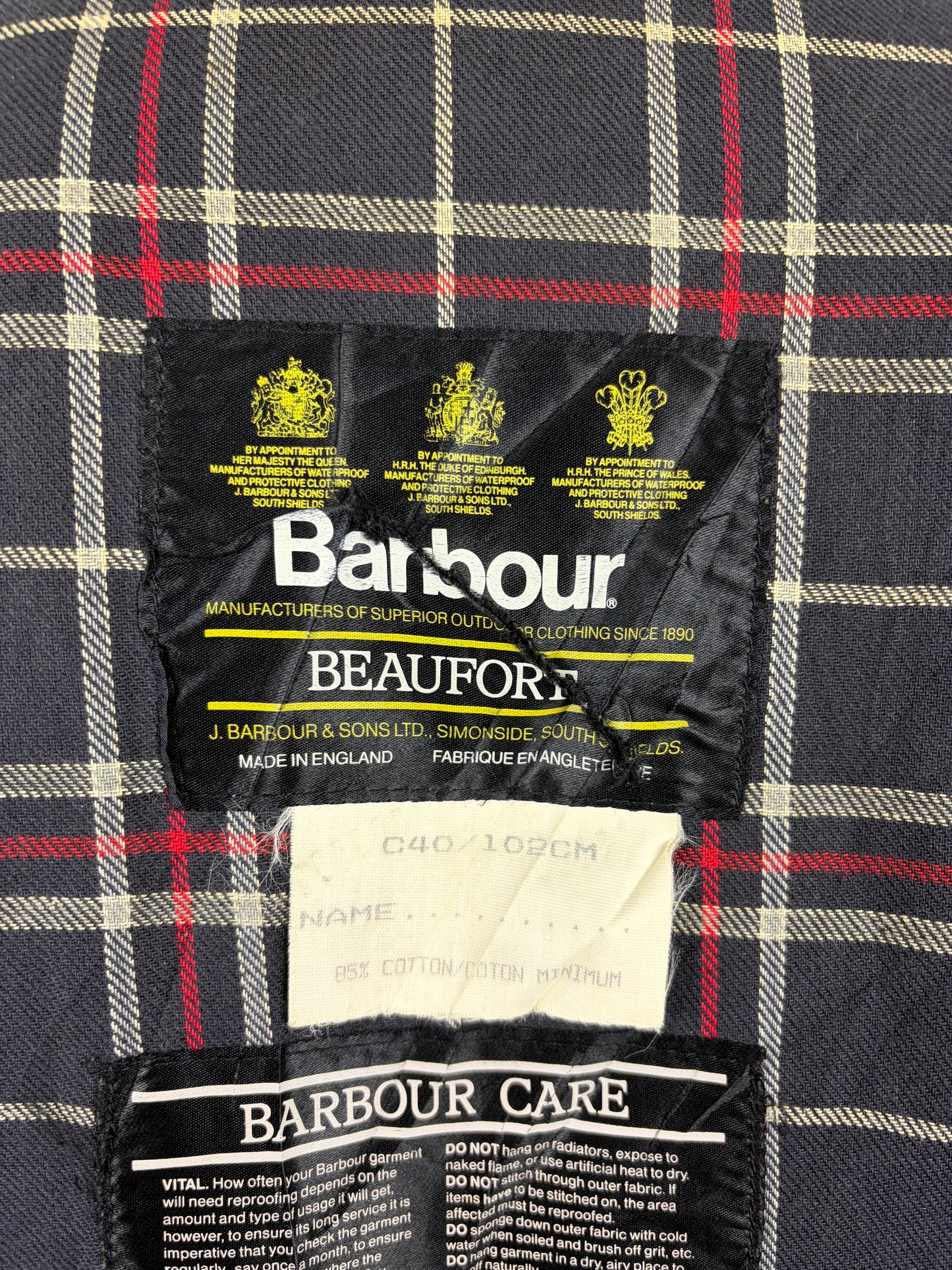 Barbour Giacca Beaufort vintage blu C40/102 cm - Navy Beaufort Waxed jacket Size Medium - Shop In London