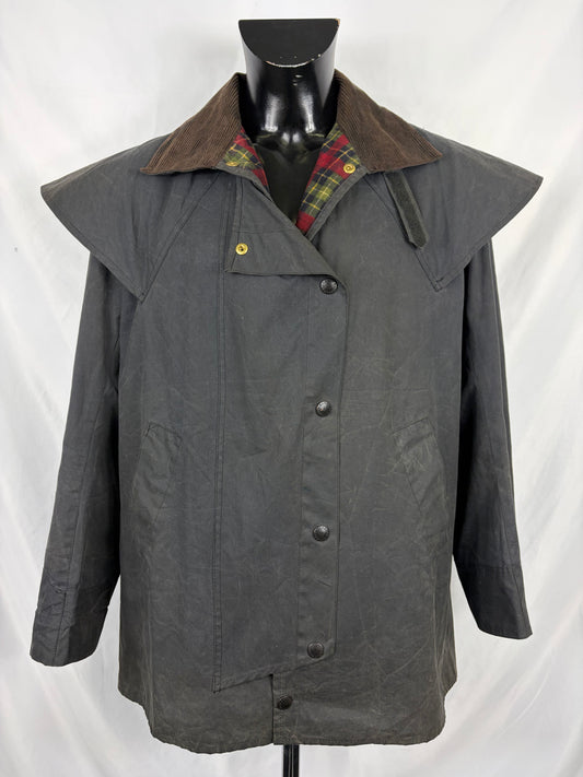 RARO Barbour Backhouse nero C40/102 cm Riding Black Wax Jacket Size Medium