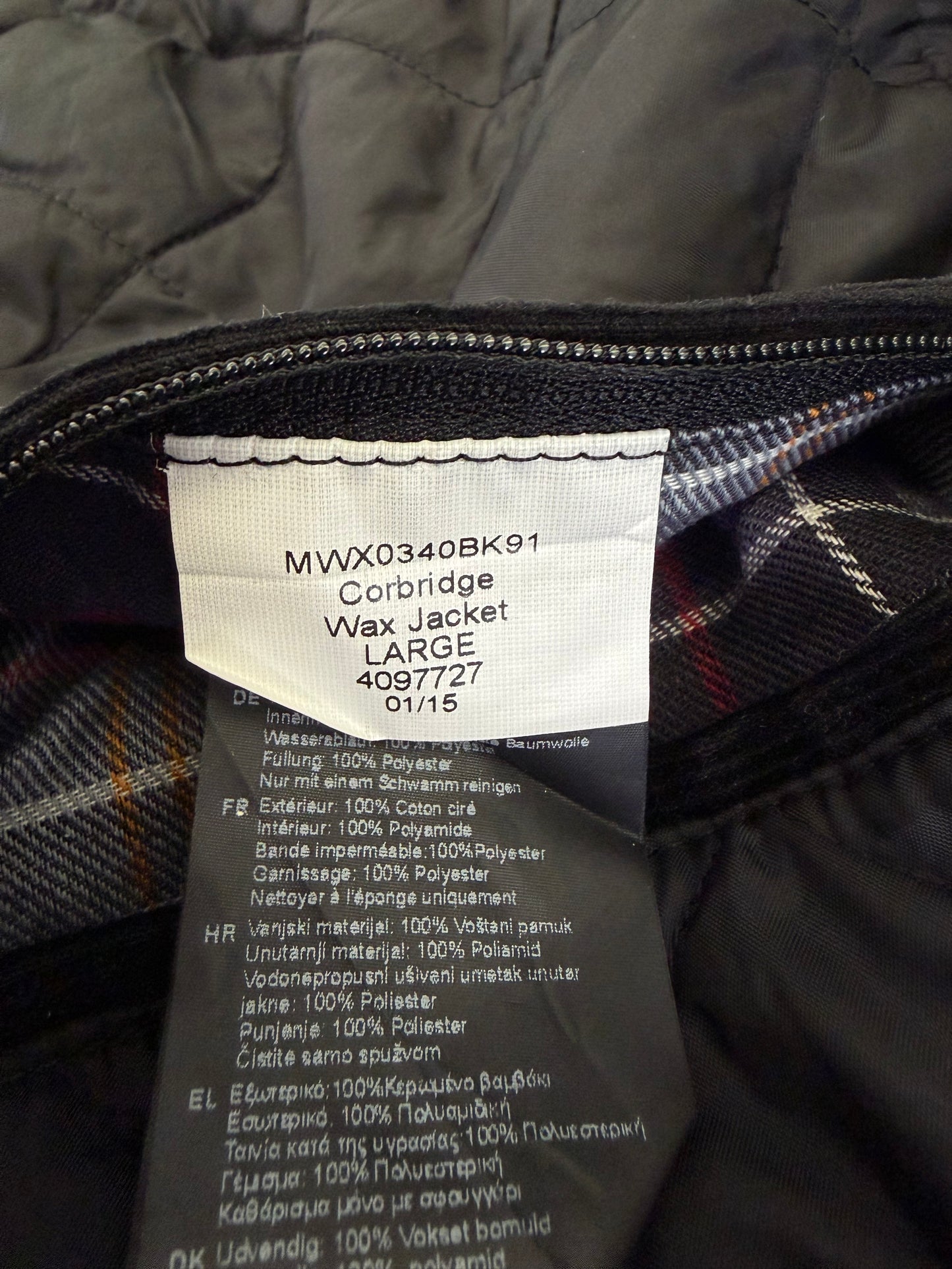 Barbour Giacca Uomo Corbridge Nera Large Man Black Waxed Corbridge Jacket Size Large