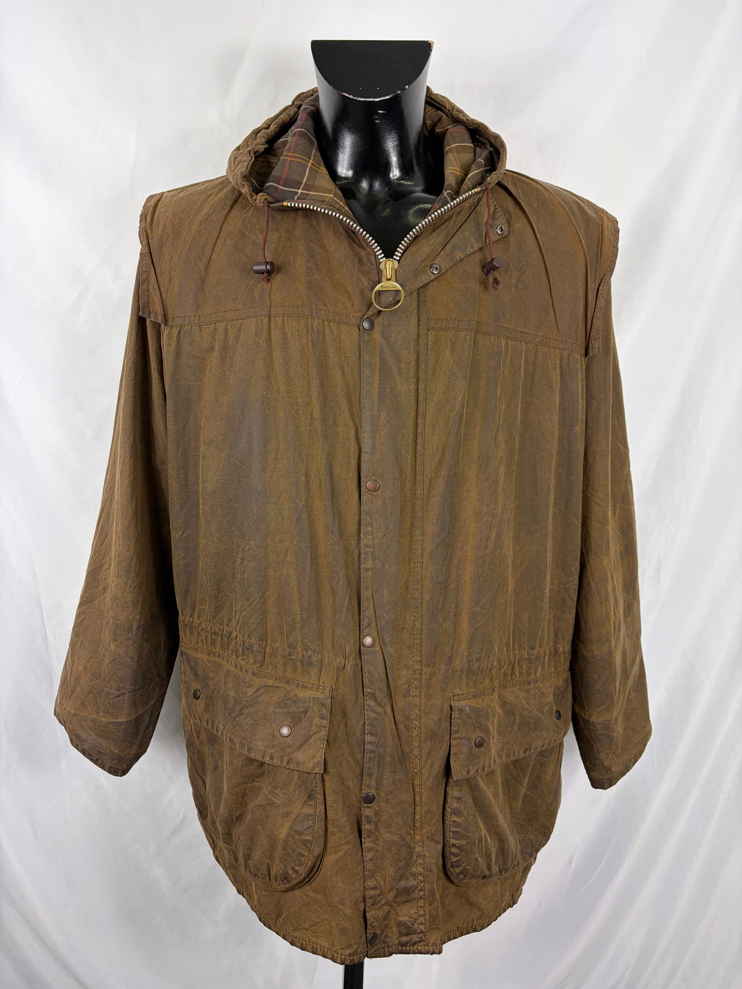 Barbour Classic Durham verde oliva con cappuccio C42/107 cm Olive Hooded waxed Classic Durham Jacket Size Large