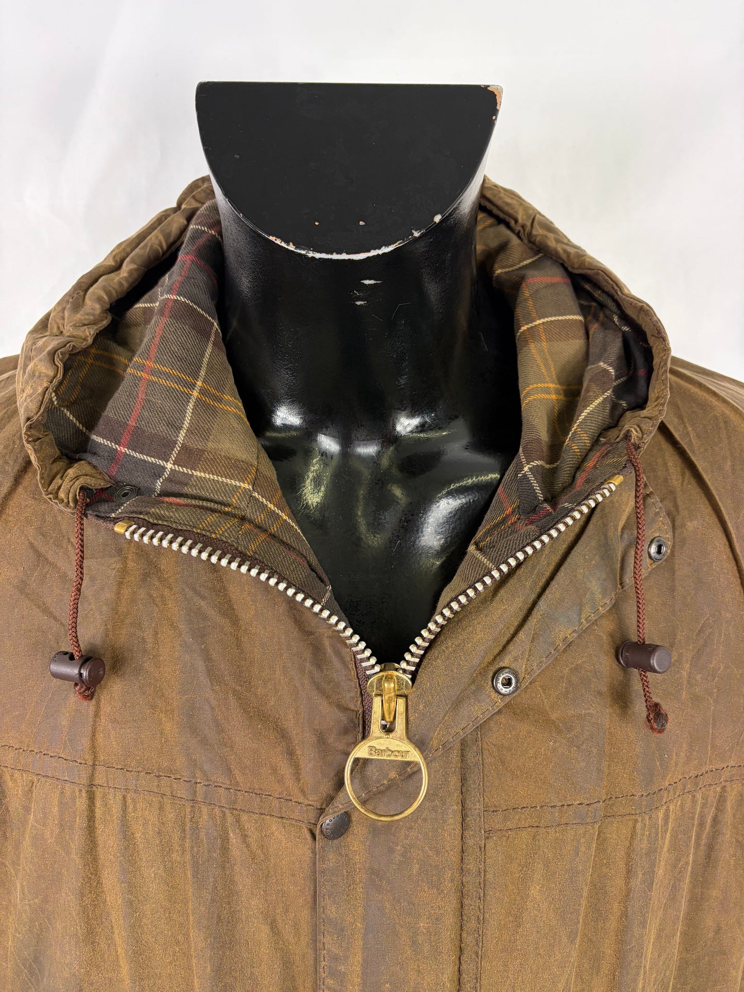 Barbour Classic Durham verde oliva con cappuccio C42/107 cm Olive Hooded waxed Classic Durham Jacket Size Large