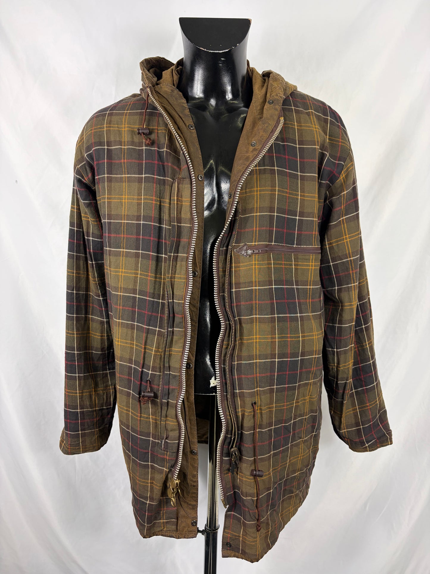 Barbour Classic Durham verde oliva con cappuccio C42/107 cm Olive Hooded waxed Classic Durham Jacket Size Large