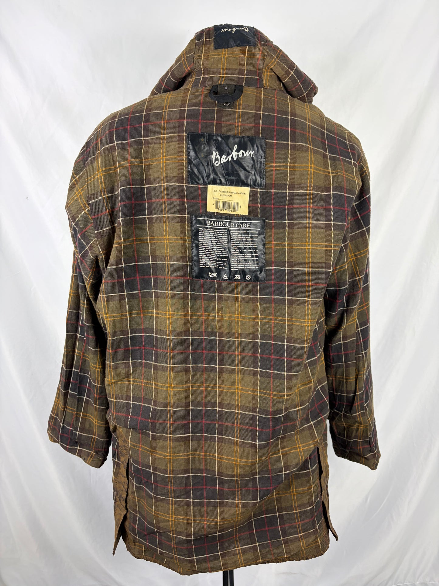 Barbour Classic Durham verde oliva con cappuccio C42/107 cm Olive Hooded waxed Classic Durham Jacket Size Large