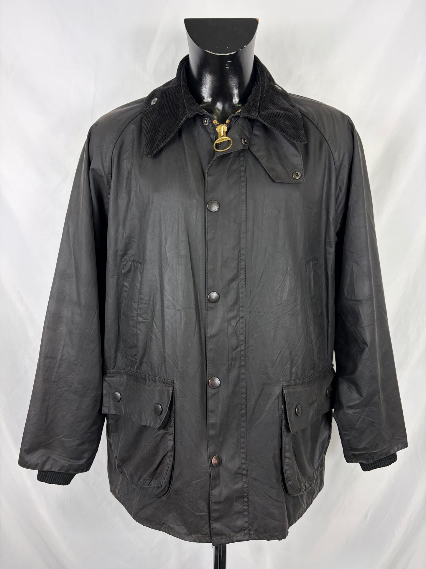 Barbour Giacca Bedale nero recente Vintage C42/107 CM L Black Waxed Bedale Jacket Size Large