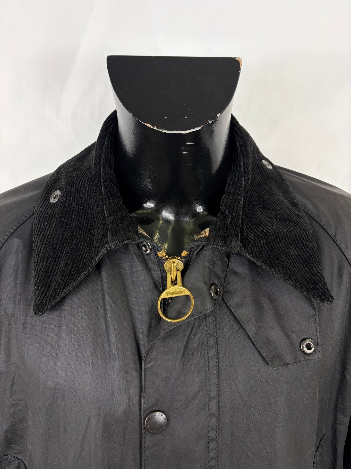 Barbour Giacca Bedale nero recente Vintage C42/107 CM L Black Waxed Bedale Jacket Size Large