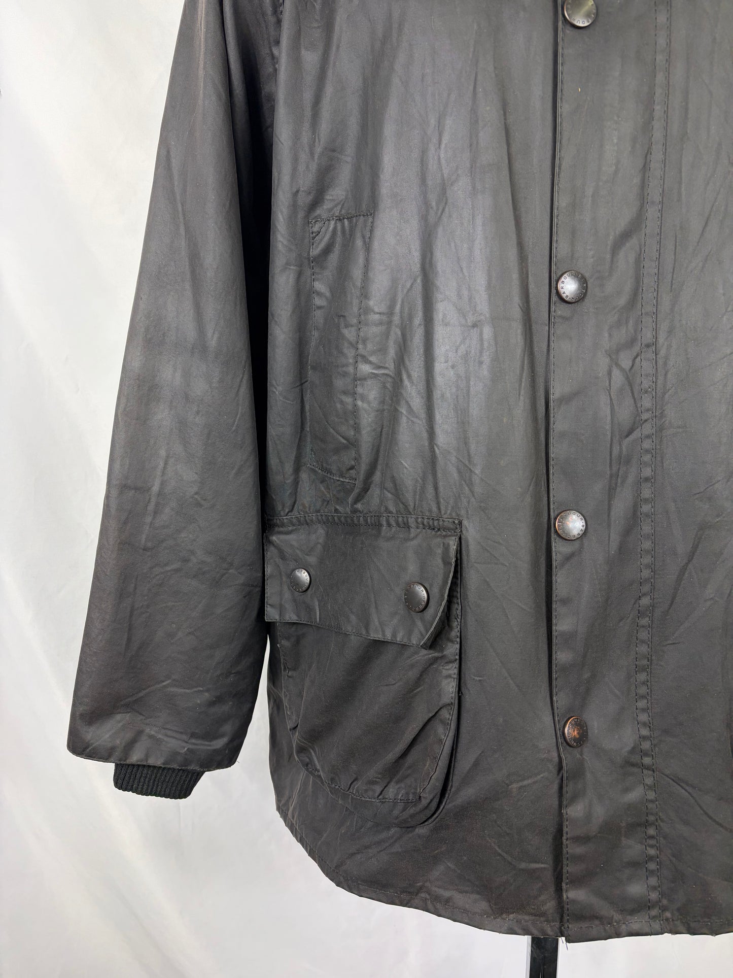 Barbour Giacca Bedale nero recente Vintage C42/107 CM L Black Waxed Bedale Jacket Size Large