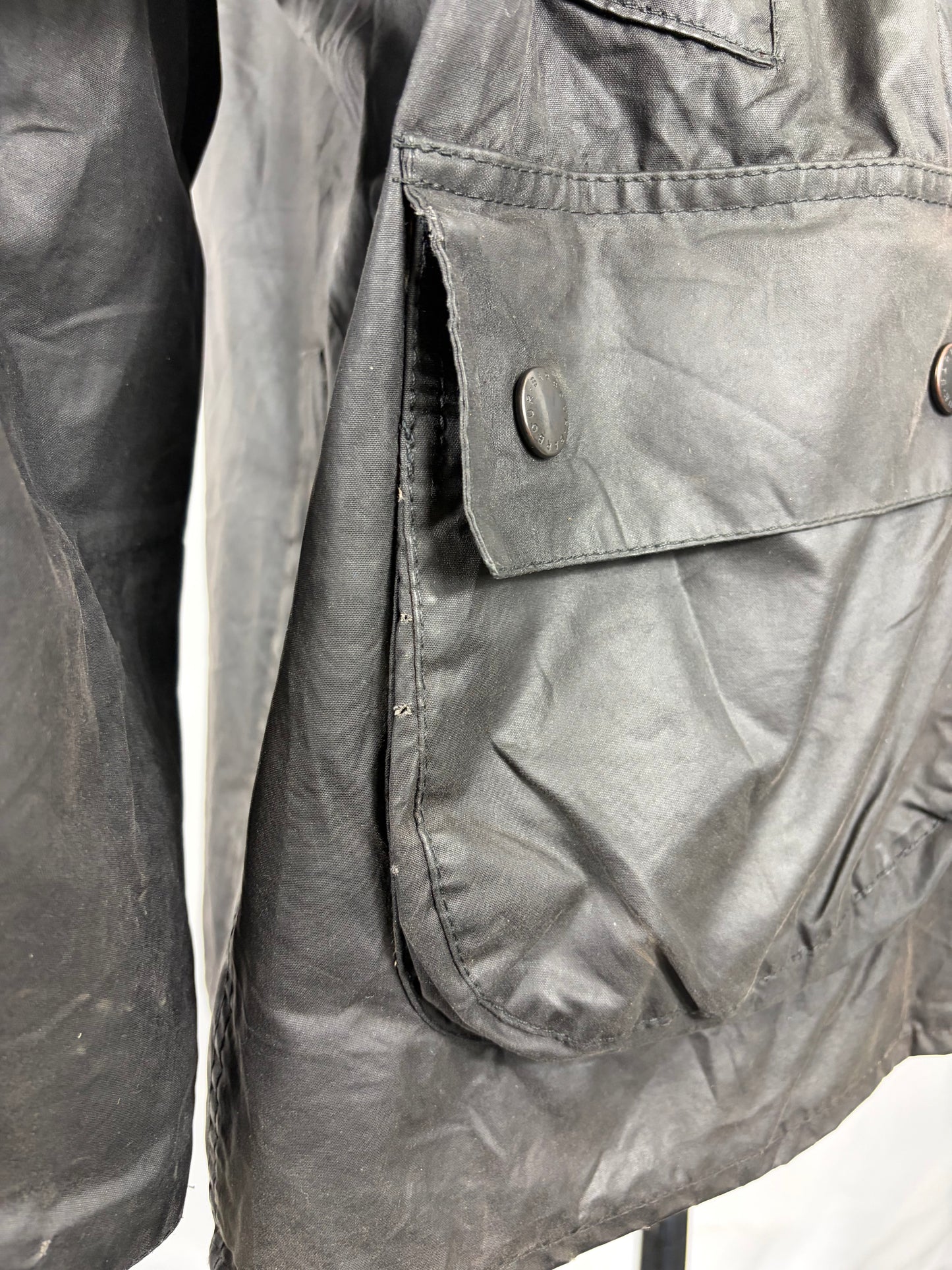 Barbour Giacca Bedale nero recente Vintage C42/107 CM L Black Waxed Bedale Jacket Size Large