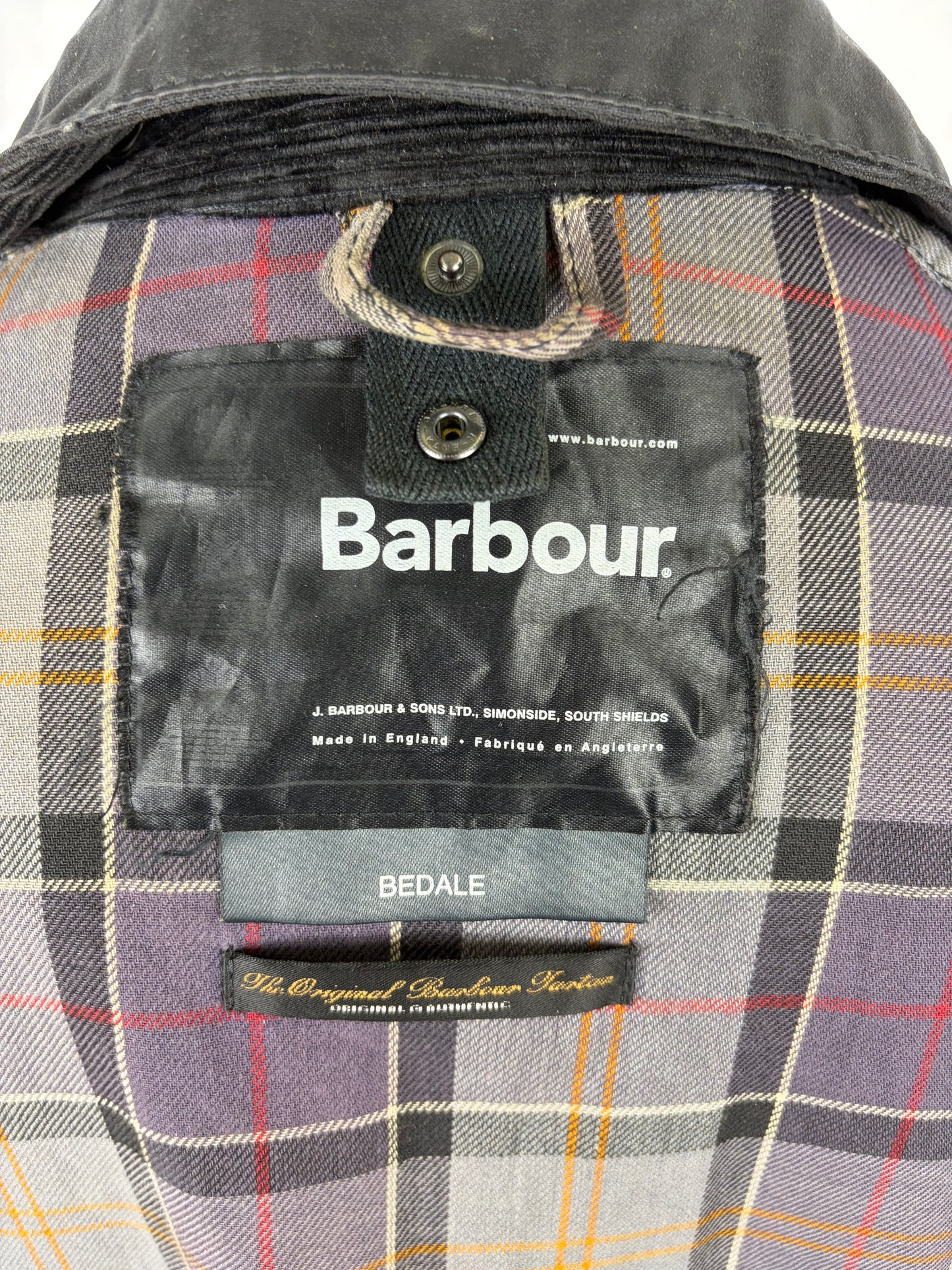 Barbour Giacca Bedale nero recente Vintage C42/107 CM L Black Waxed Bedale Jacket Size Large