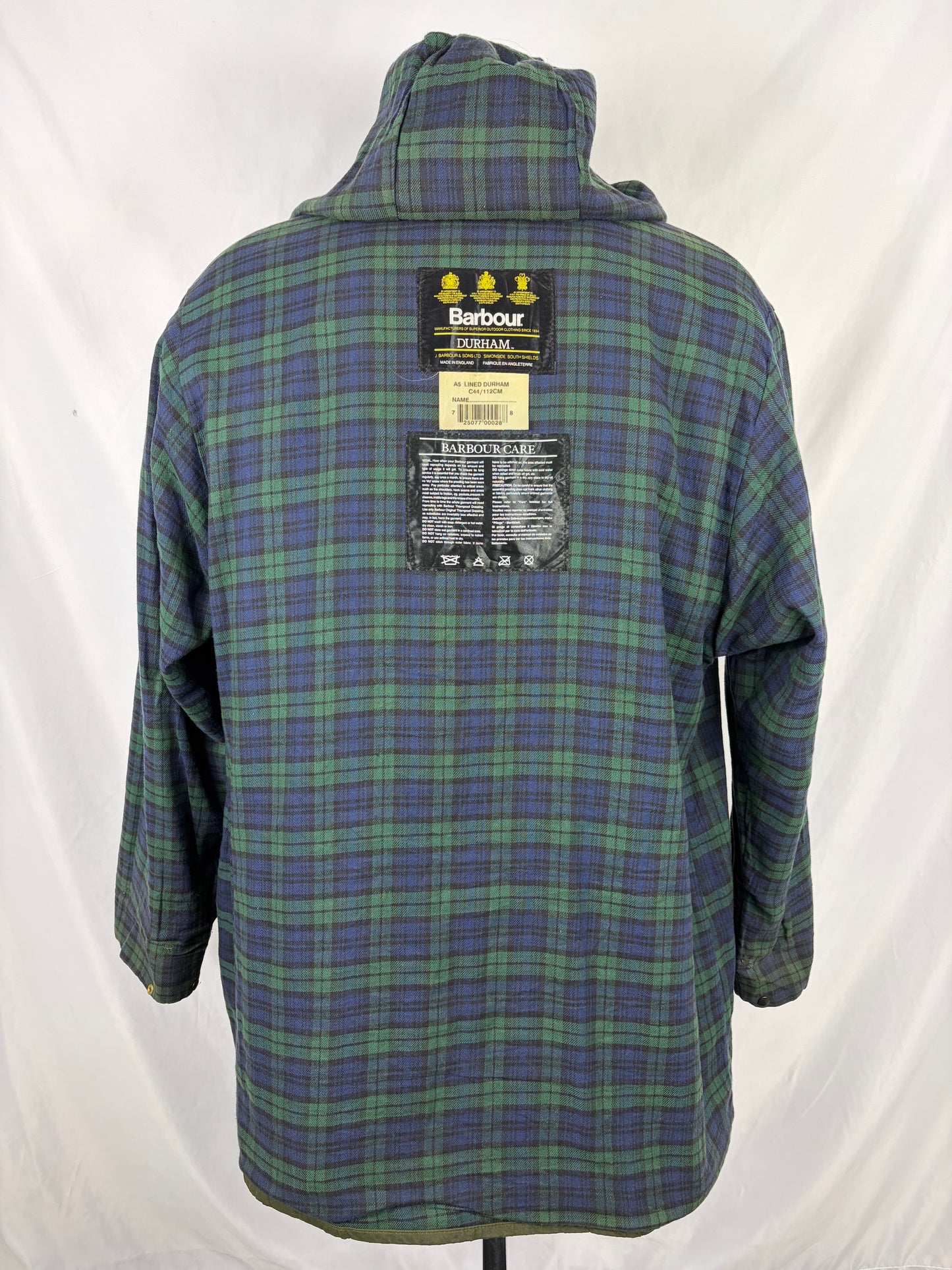 Barbour vintage Durham verde con cappuccio C44/112 cm Green Hooded waxed Durham Size L/XL