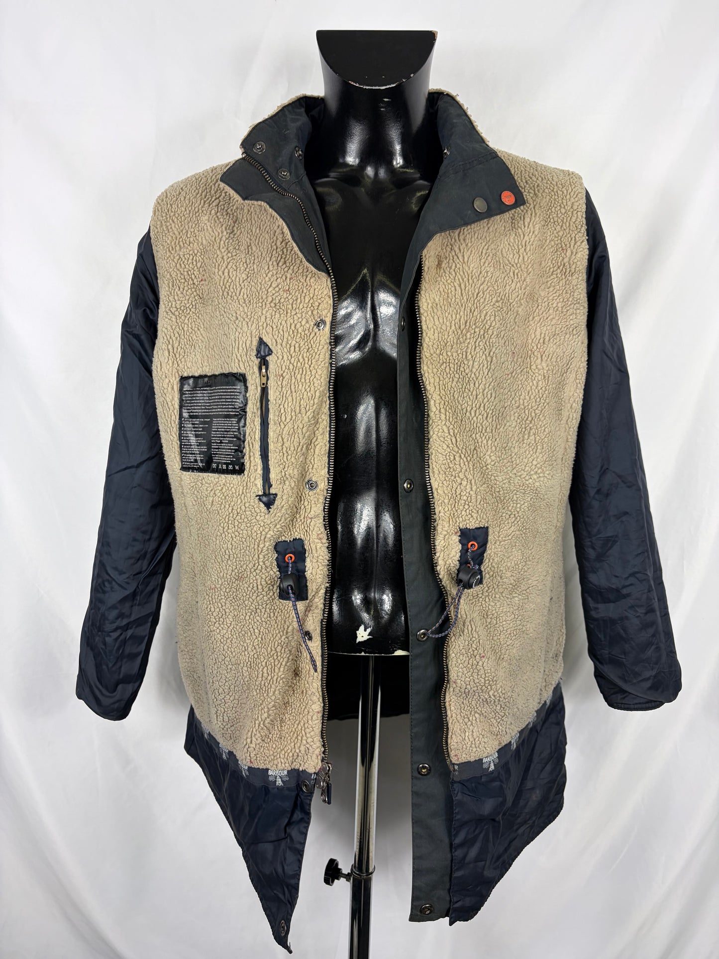 Giacca Barbour donna blu Carribena UK14 Medium - Lady Navy Wax Carribena Coat Size Uk14