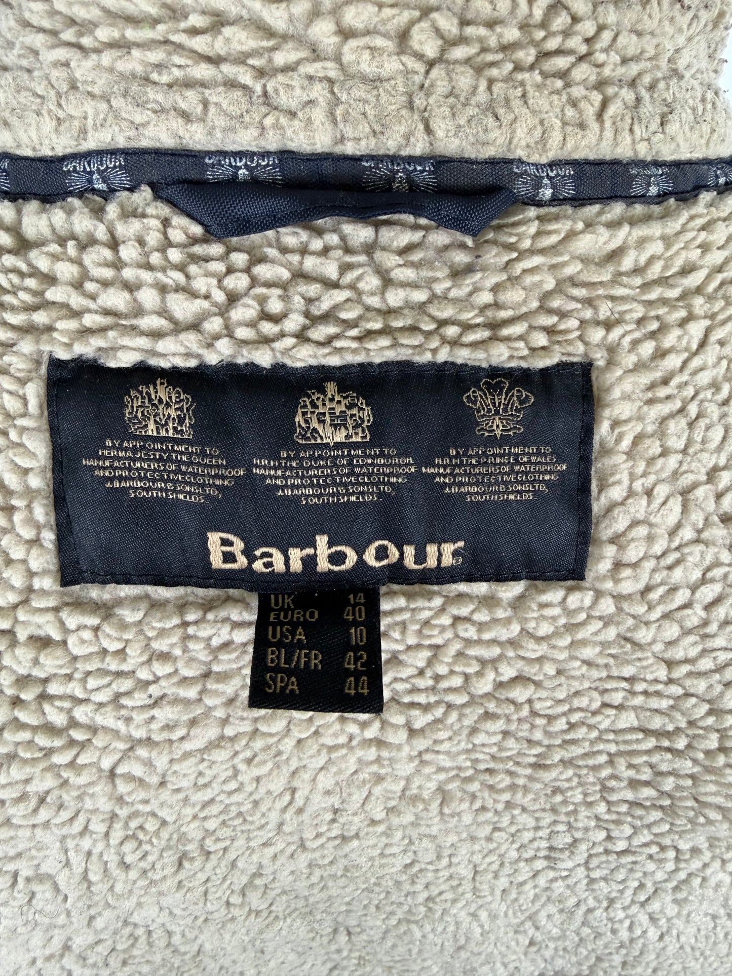 Giacca Barbour donna blu Carribena UK14 Medium - Lady Navy Wax Carribena Coat Size Uk14
