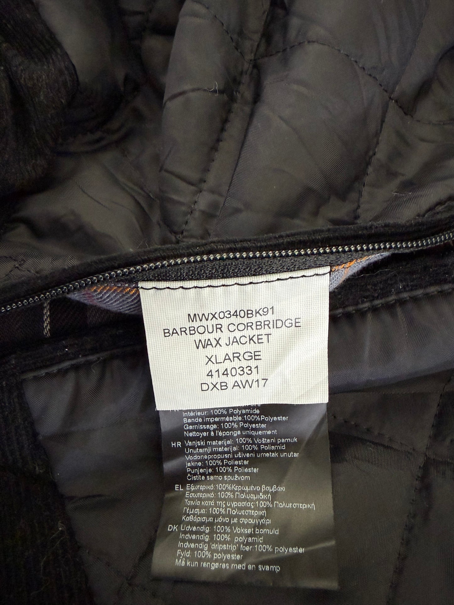 Barbour Giacca Uomo Corbridge Nera XLarge Man Black Waxed Corbridge Jacket Size XLarge